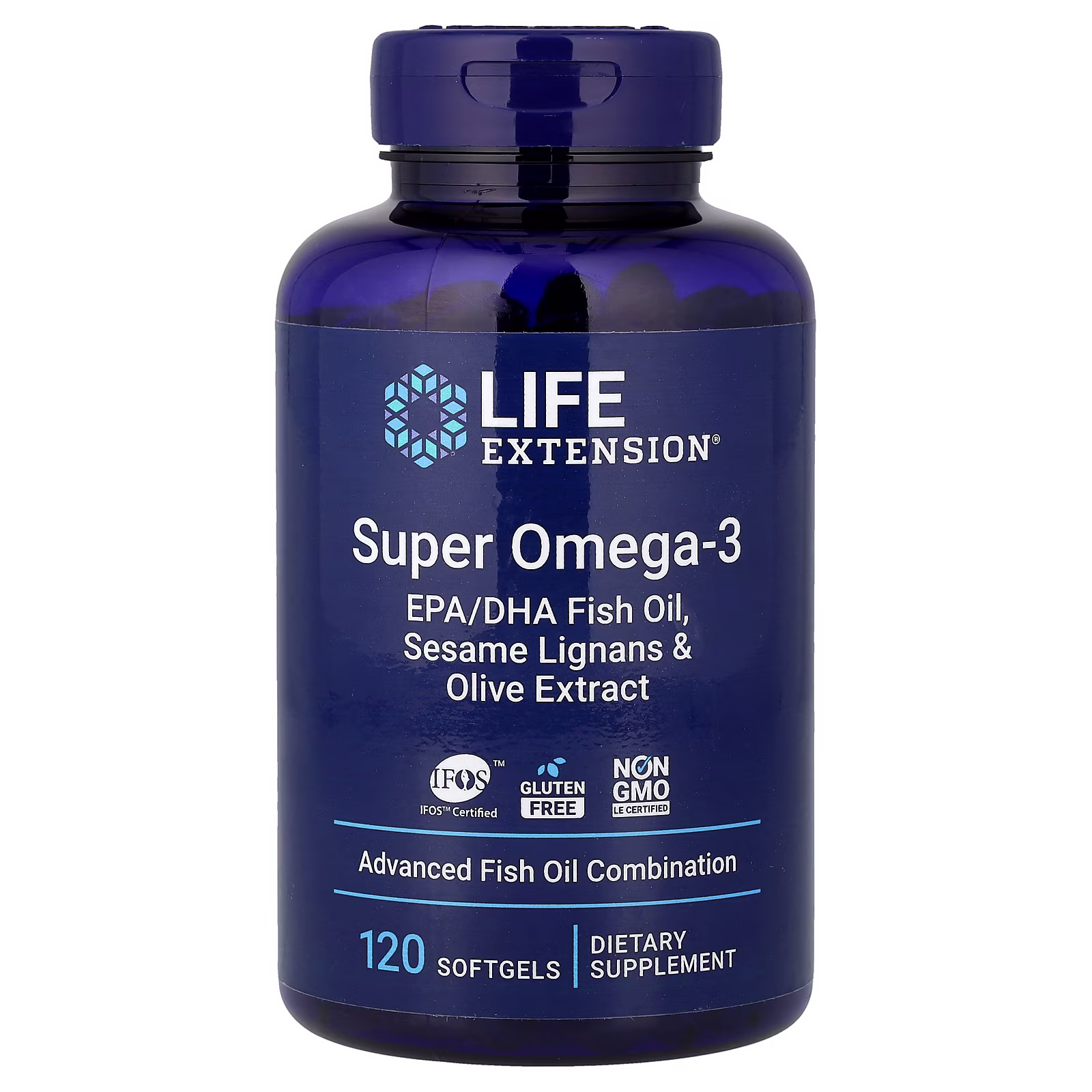 Super Omega-3 EPA/DHA con Lignanos de Sésamo y Polifenoles de Oliva, 120 cápsulas blandas, Life Extension