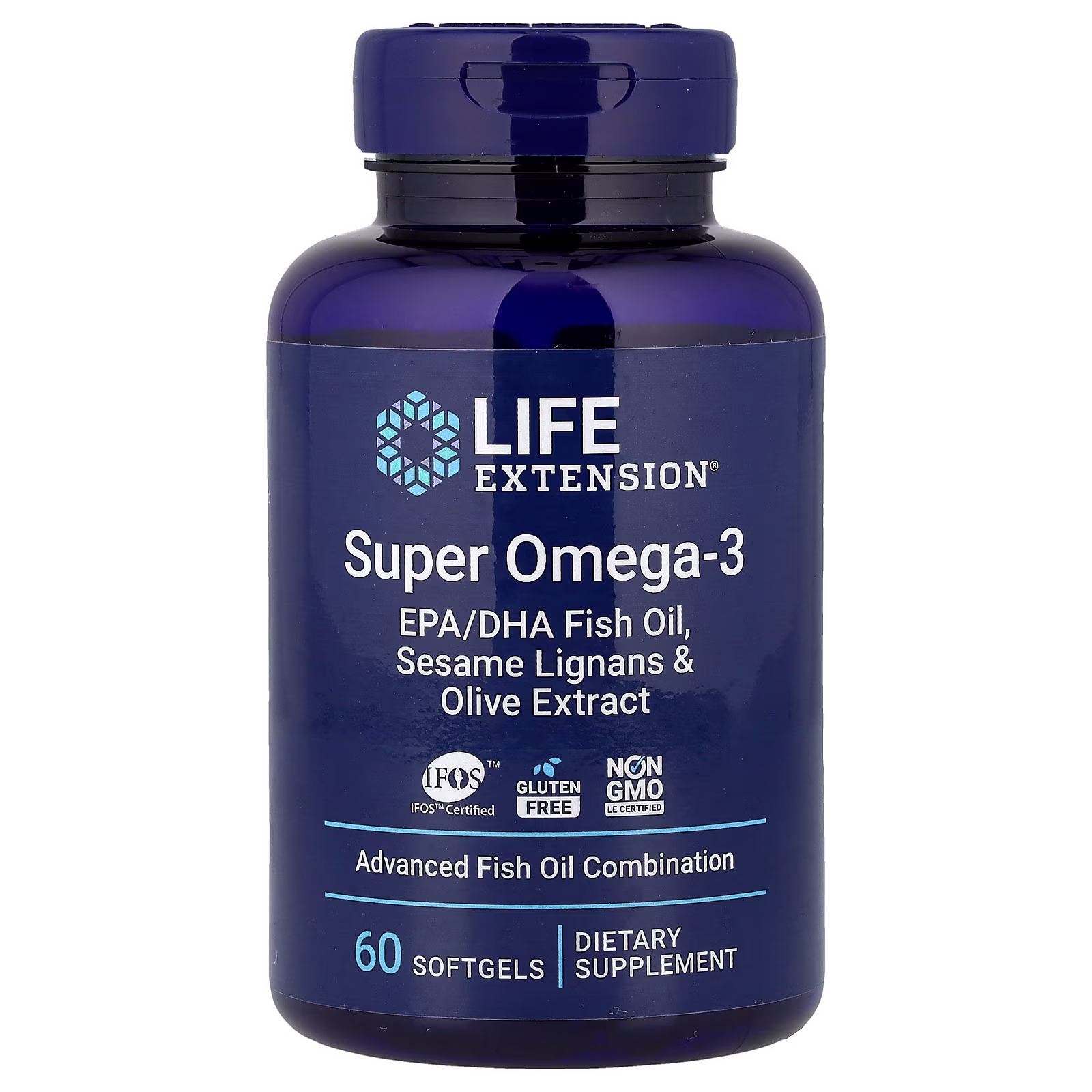 Super Omega-3 EPA/DHA con Lignanos de Sésamo y Polifenoles de Oliva, 60 cápsulas blandas, Life Extension