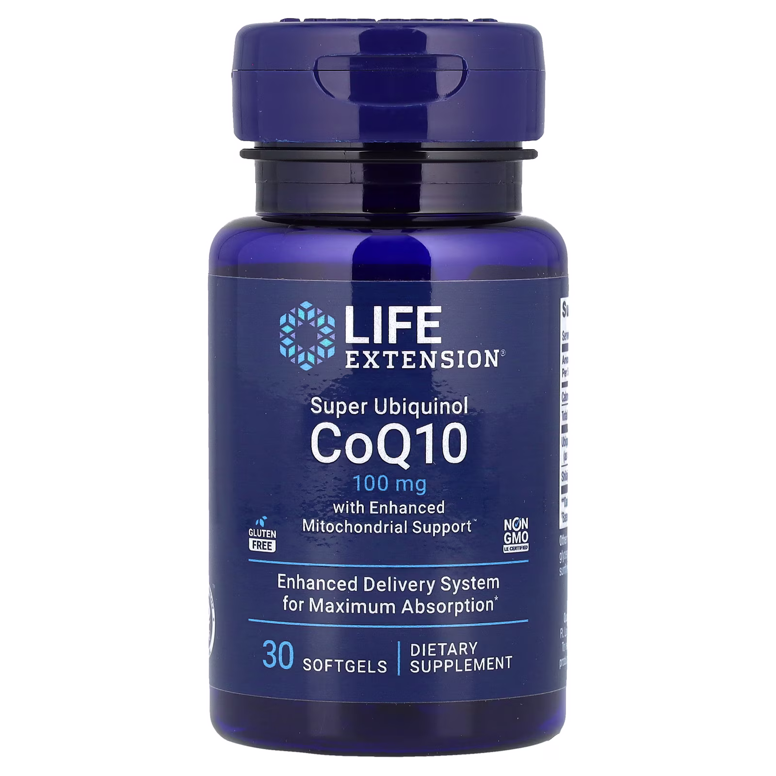Super Ubiquinol CoQ10 Enhanced Mitochondrial Support, 100 mg, 30 cápsulas blandas, Life Extension
