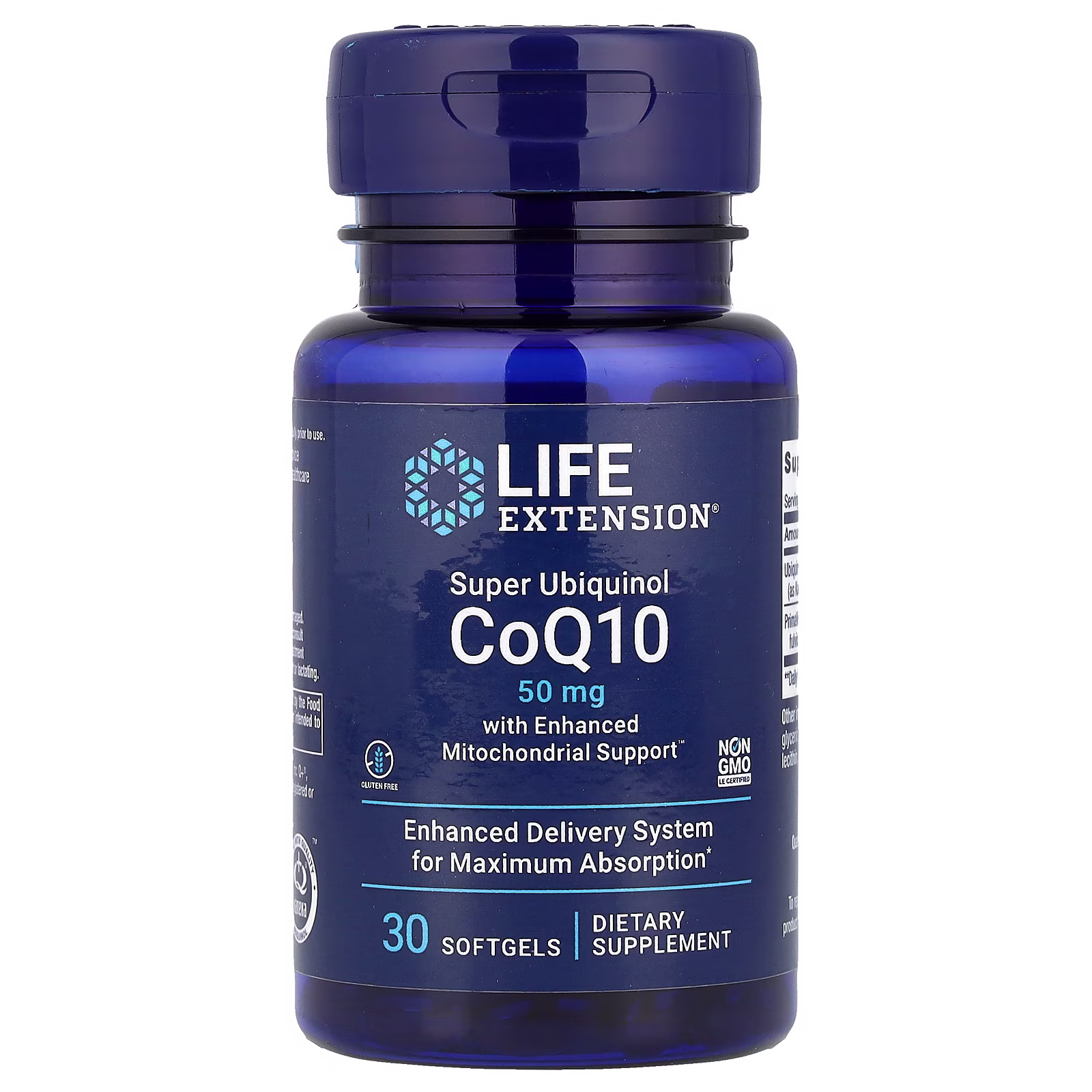 Super Ubiquinol CoQ10 Enhanced Mitochondrial Support, 50 mg, 30 cápsulas blandas, Life Extension