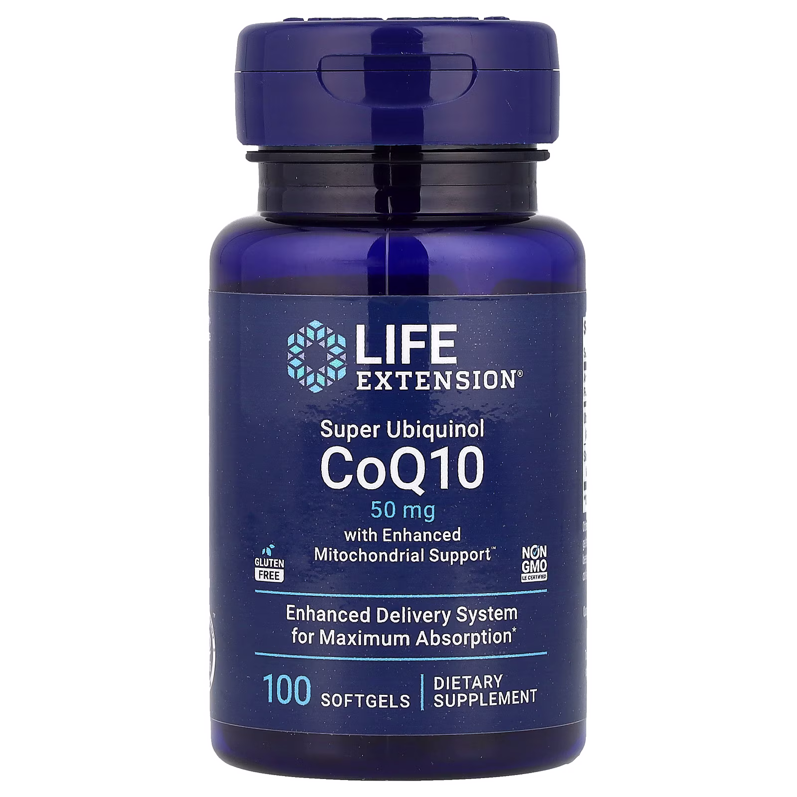 Super Ubiquinol CoQ10 Enhanced Mitochondrial Support, 50 mg, 100 cápsulas blandas, Life Extension