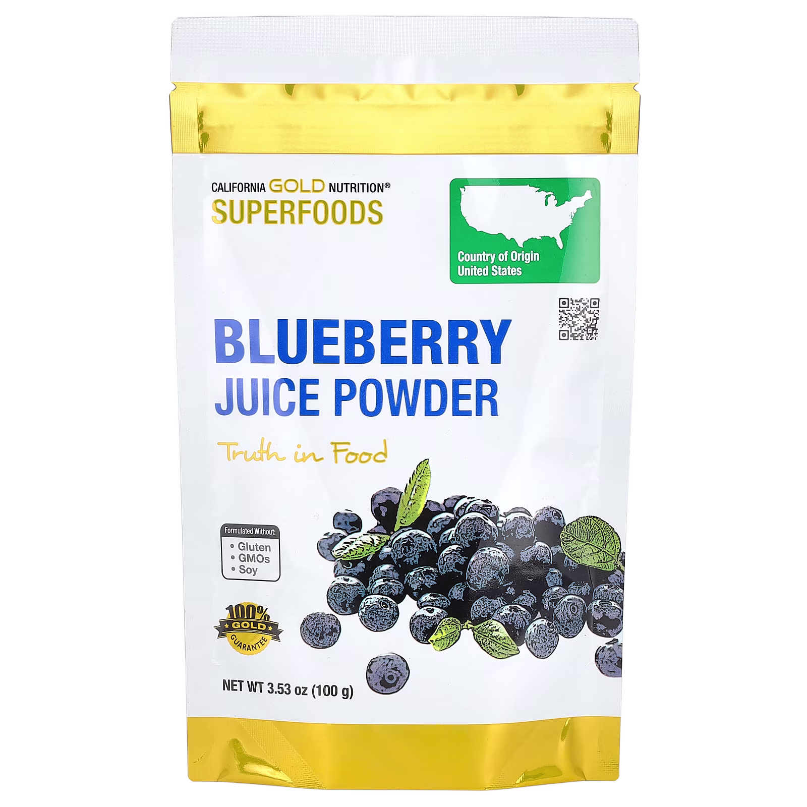 Superfoods, Zumo de arándano azul en polvo, 100 g (3,53 oz), California Gold Nutrition
