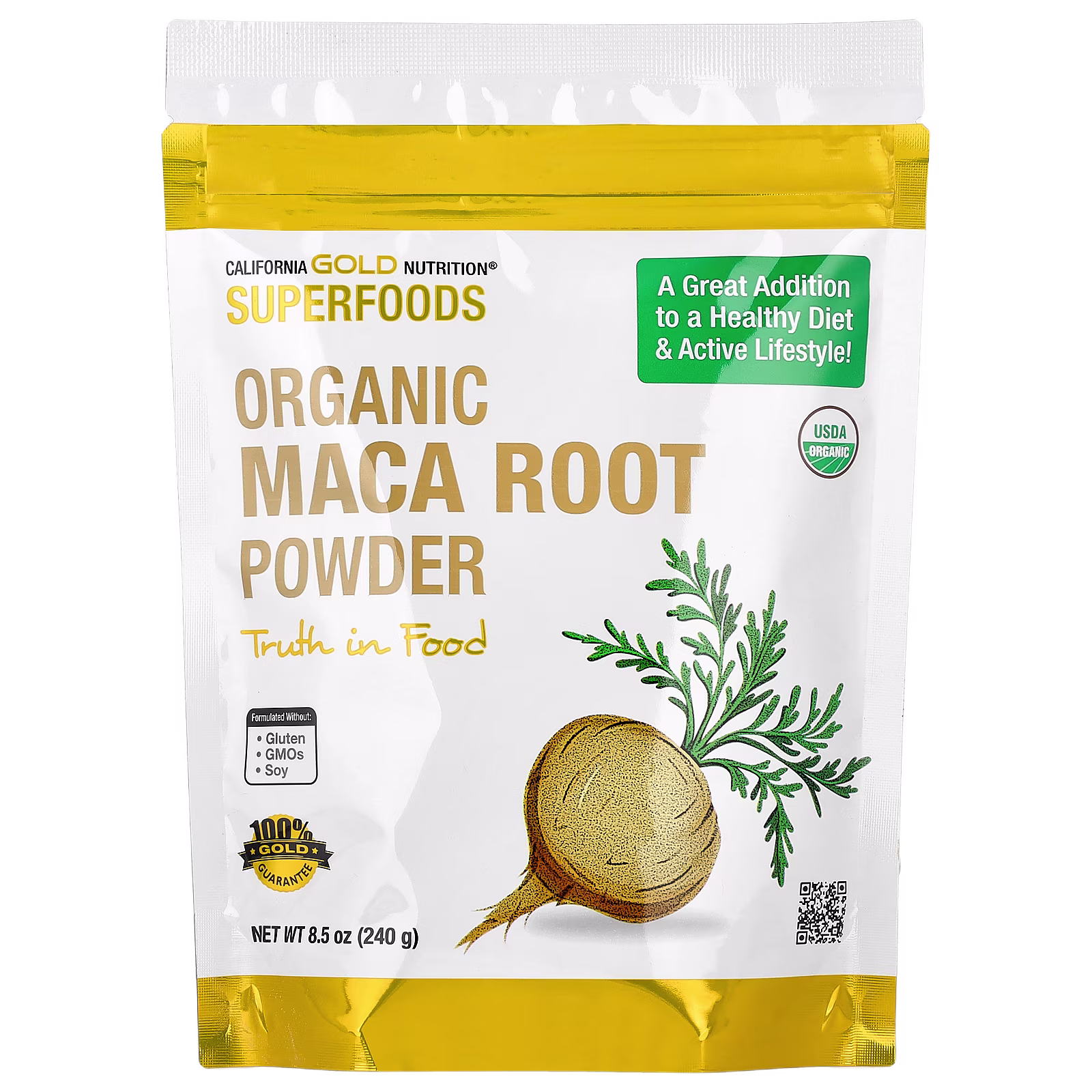 Superfoods, Raíz de maca peruana orgánica certificada en polvo, 240 g (8,5 oz), California Gold Nutrition