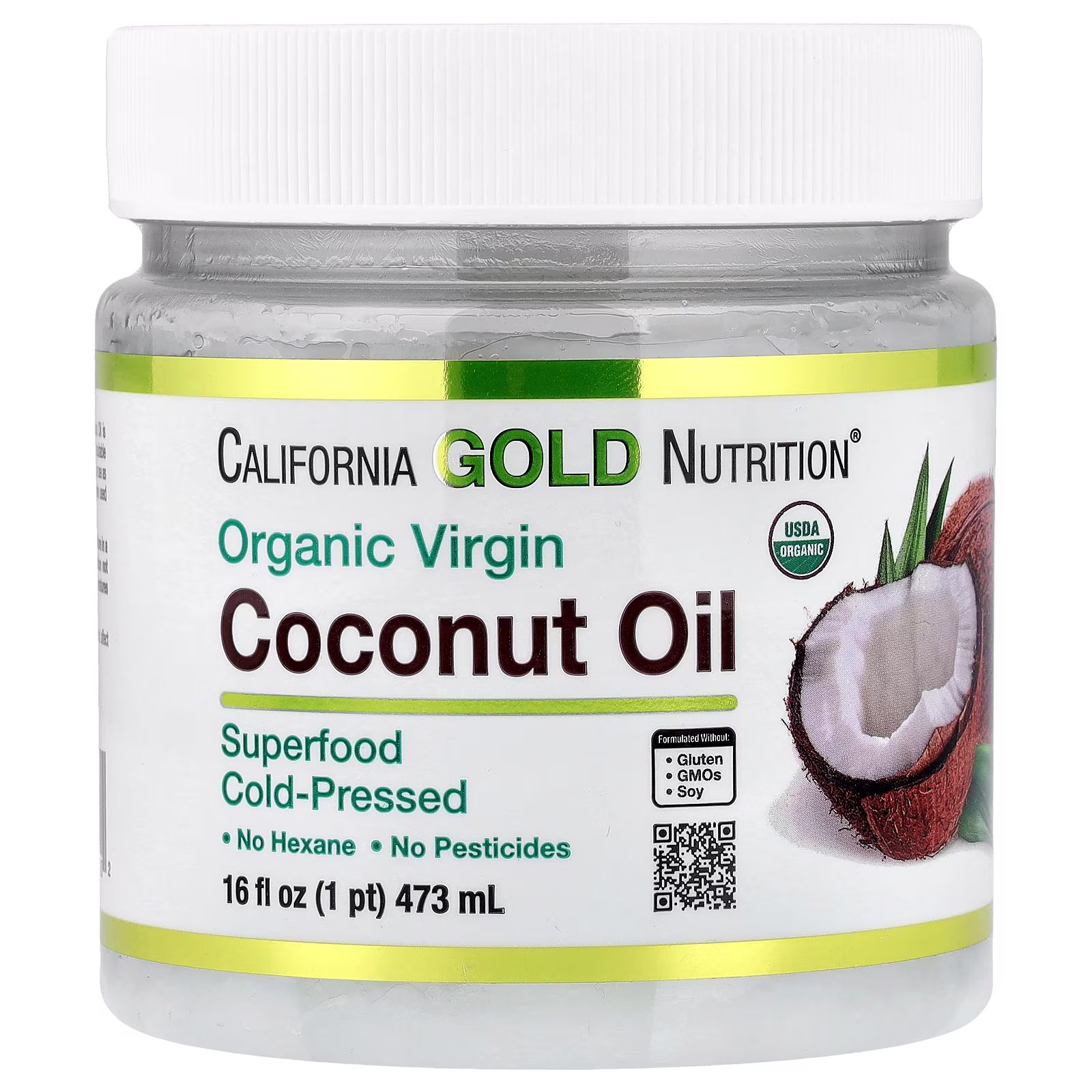 Superfoods, Aceite de coco extra virgen orgánico prensado en frío, 473 ml (16 oz. líq.), California Gold Nutrition