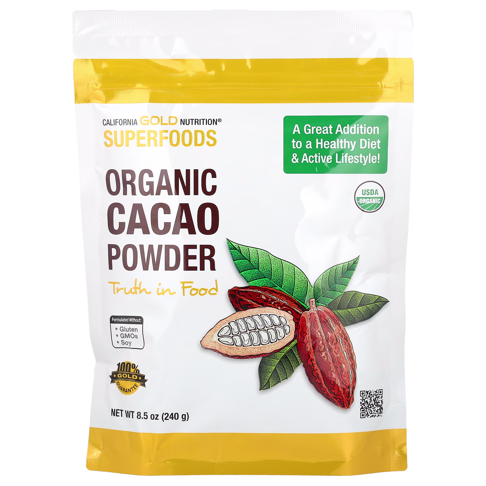Superfoods, Cacao orgánico en polvo, 240 g (8,5 oz), California Gold Nutrition