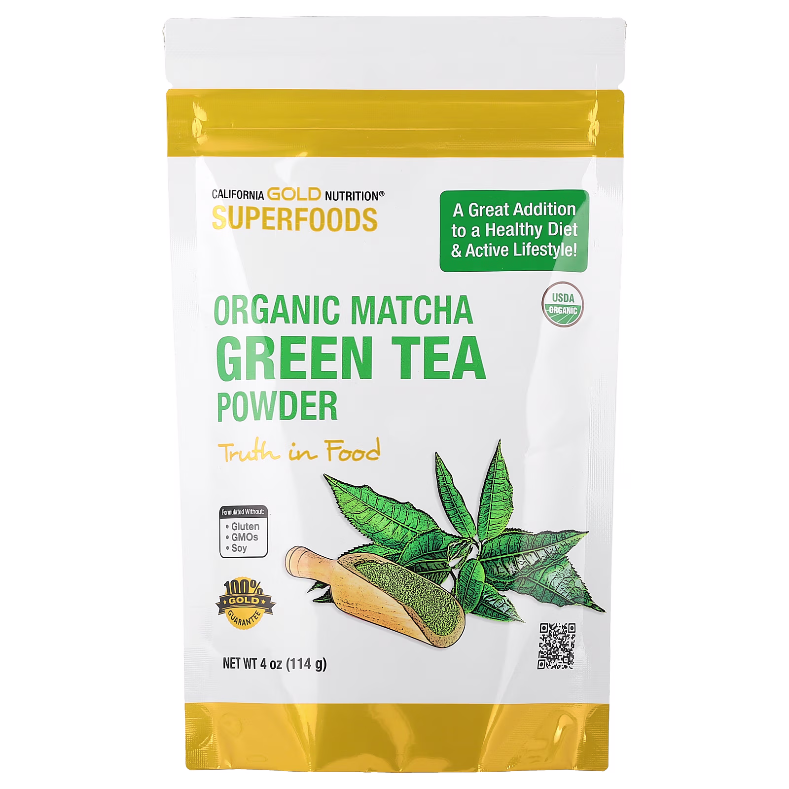 Superfoods, Té verde matcha orgánico en polvo, 114 g (4 oz), California Gold Nutrition