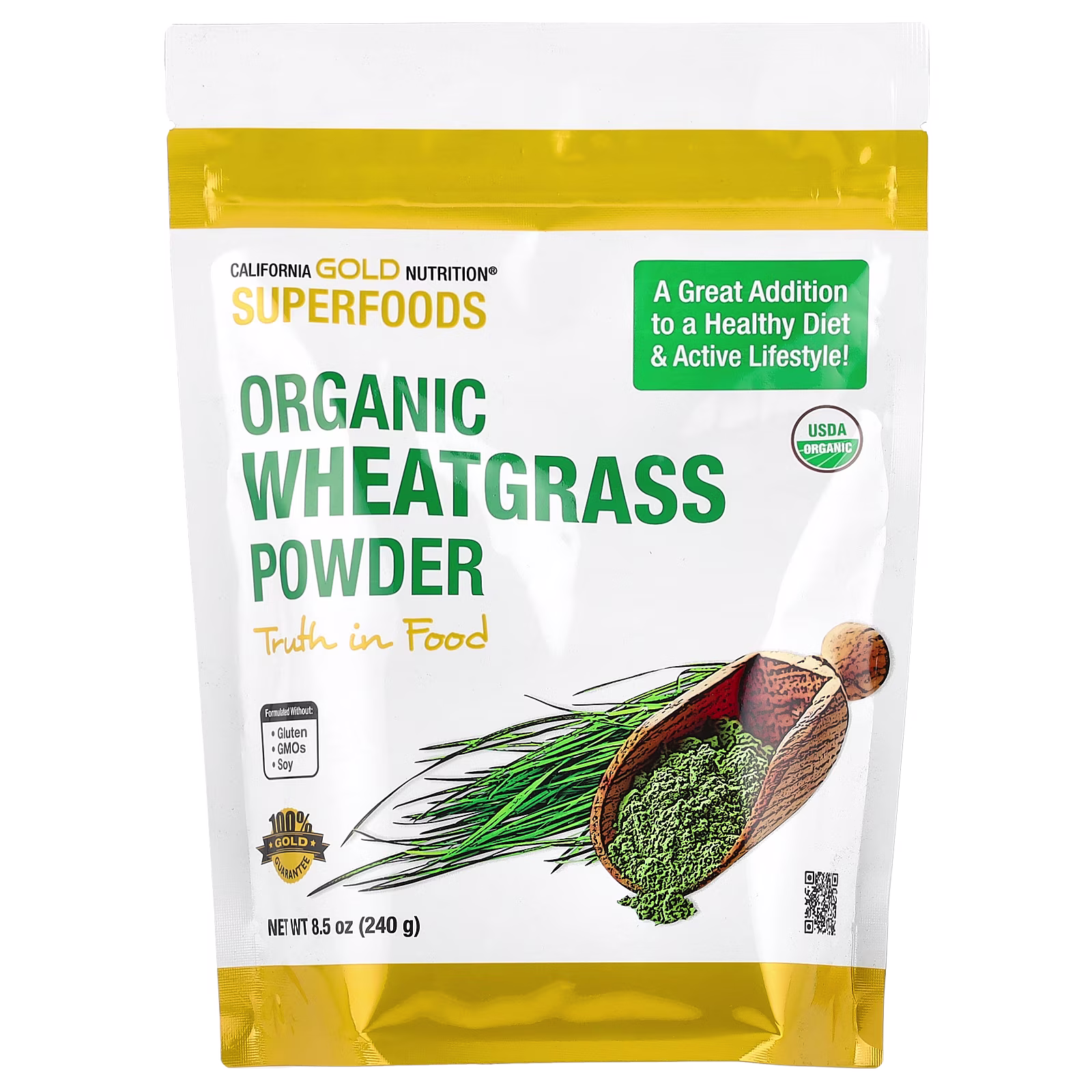 Superfoods, Hierba de trigo orgánico en polvo, 240 g (8,5 oz), California Gold Nutrition
