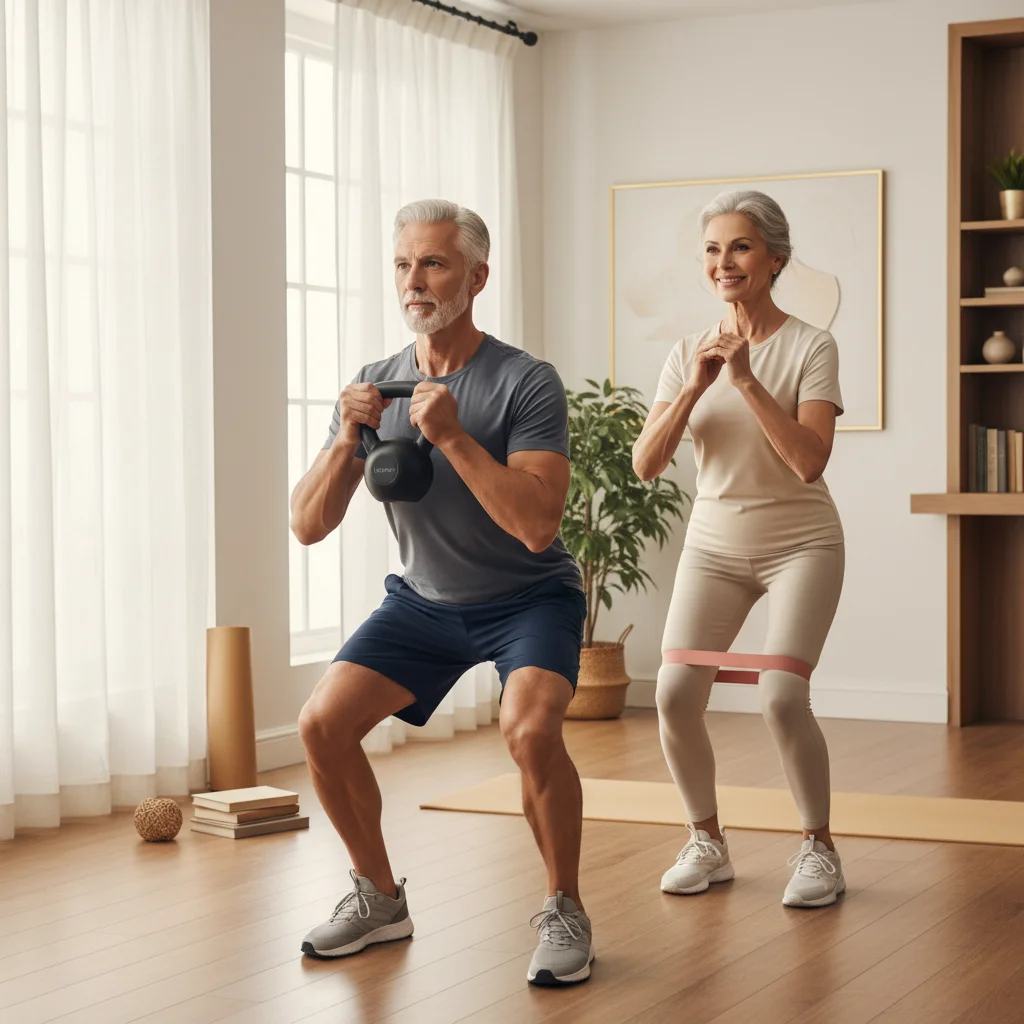 Adultos mayores entrenando fuerza como complemento esencial al protocolo nutricional