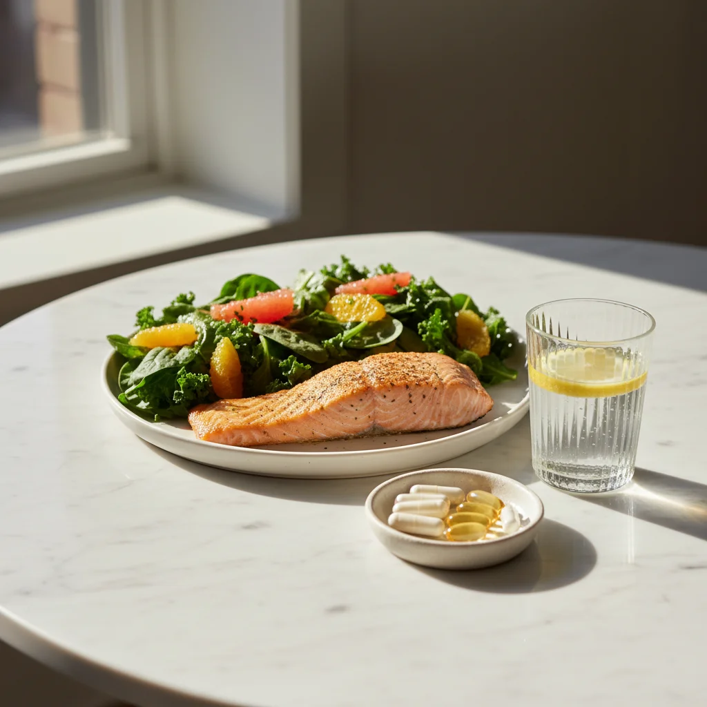 Dieta prenatal balanceada con suplementación de prenatal y DHA