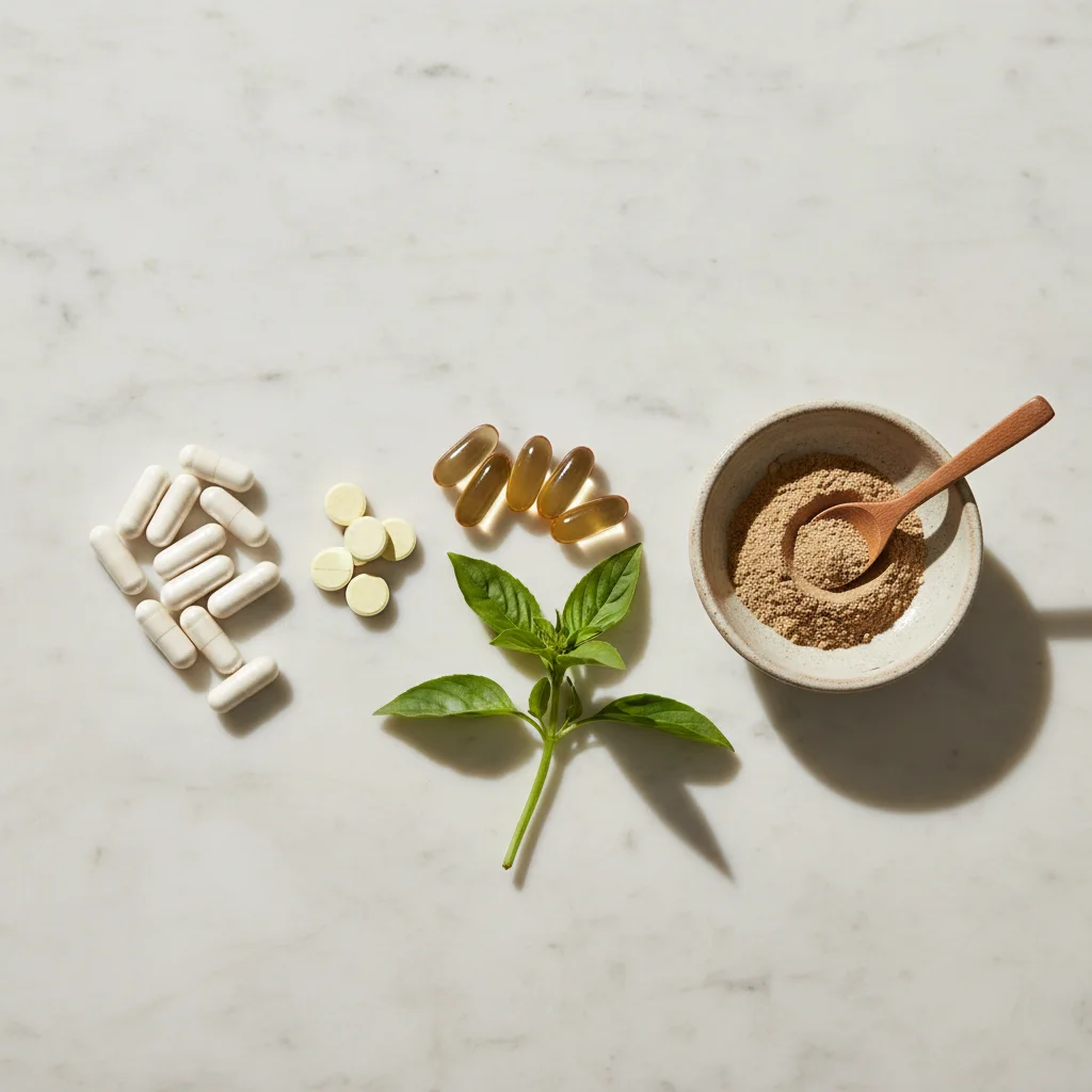 Suplementos base para perimenopausia: magnesio glicinato, B6 P-5-P, omega 3 y ashwagandha