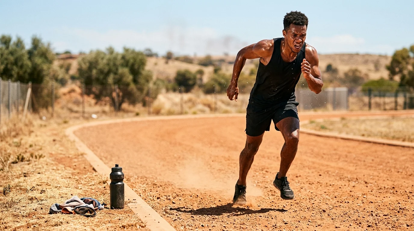 Atleta entrenando bajo calor intenso