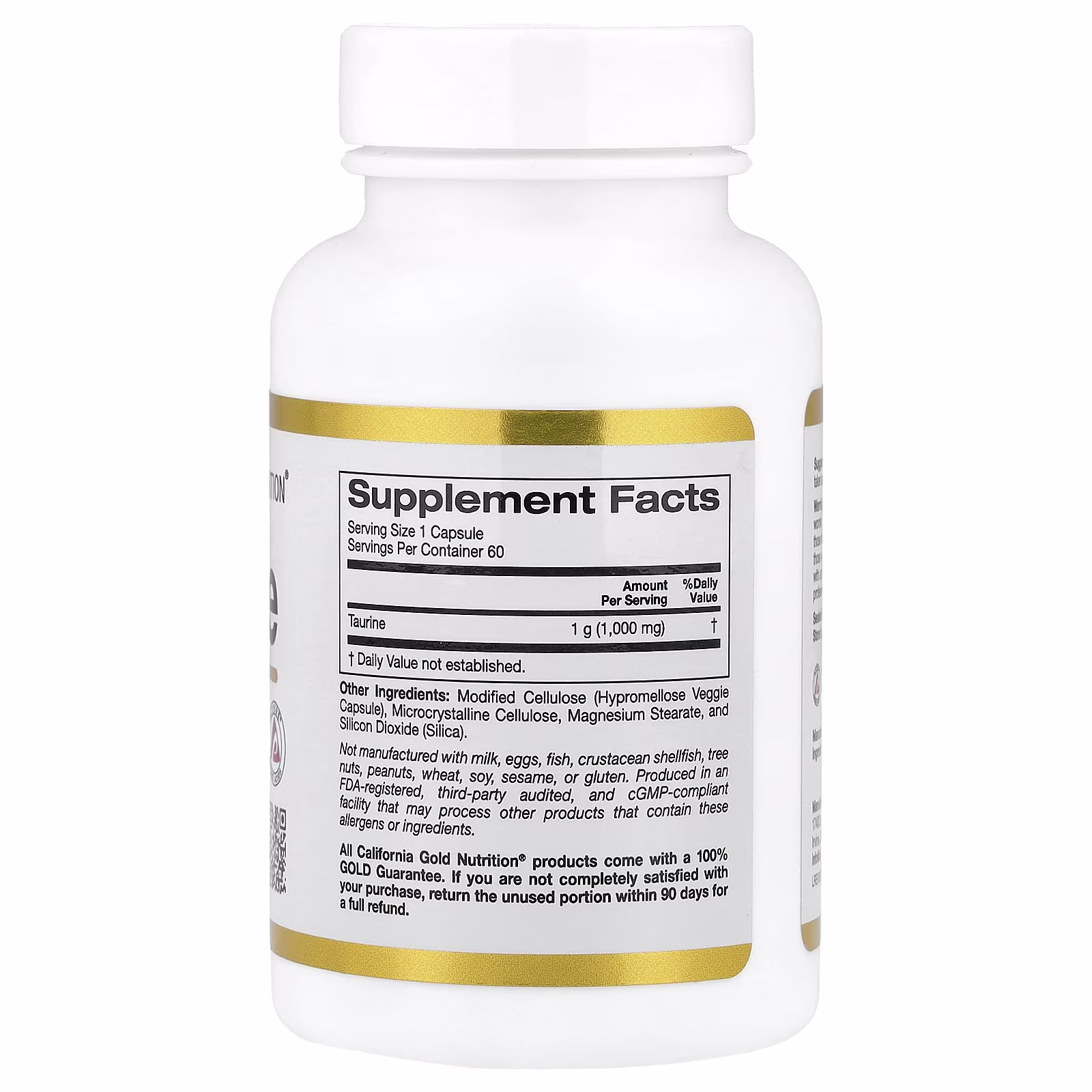 Taurina, 1000 mg, 60 cápsulas vegetales, California Gold Nutrition