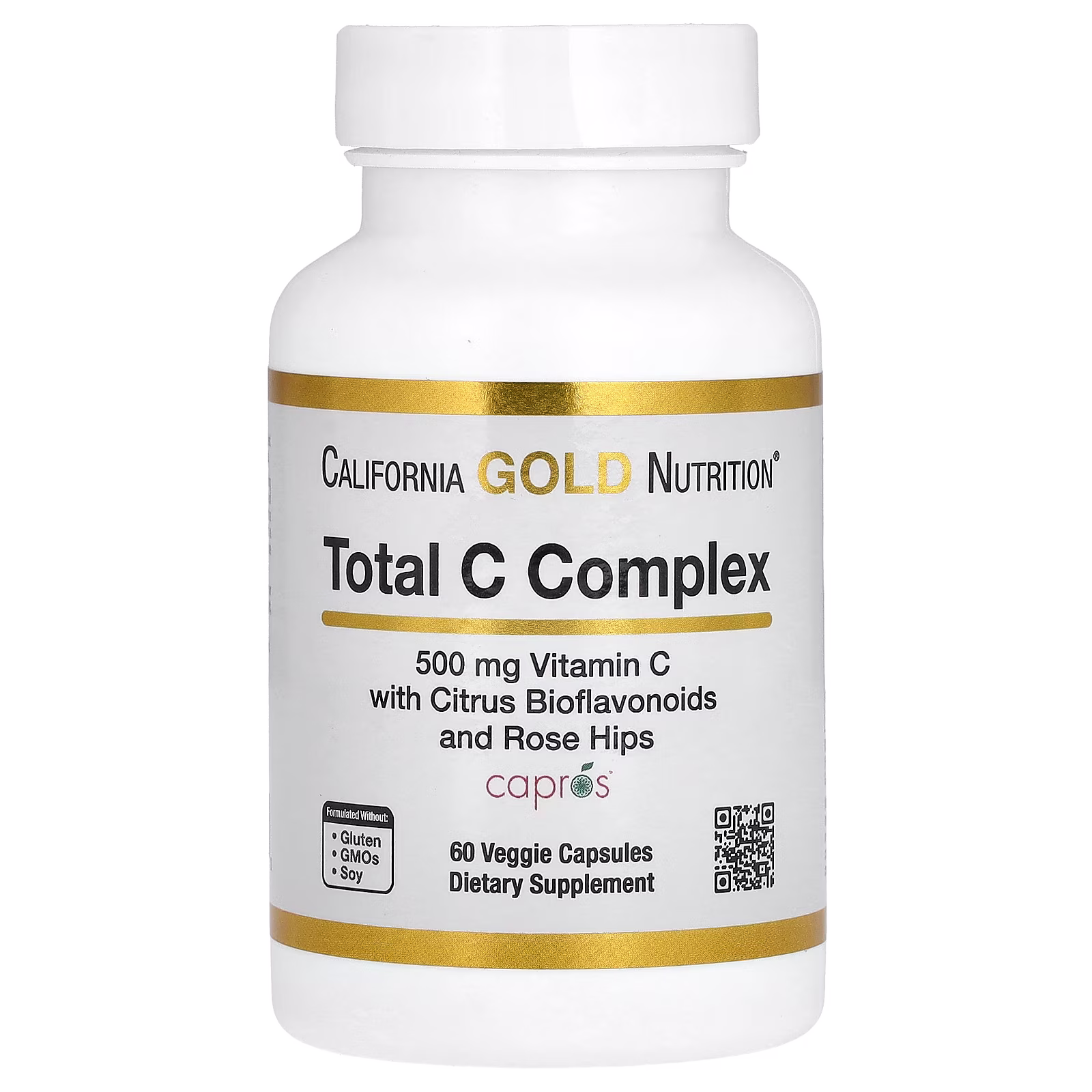 Complejo de vitamina C total con ácido ascórbico, amla, bioflavonoides cítricos y rosa mosqueta, 500 mg, 60 cápsulas vegetales, California Gold Nutrition