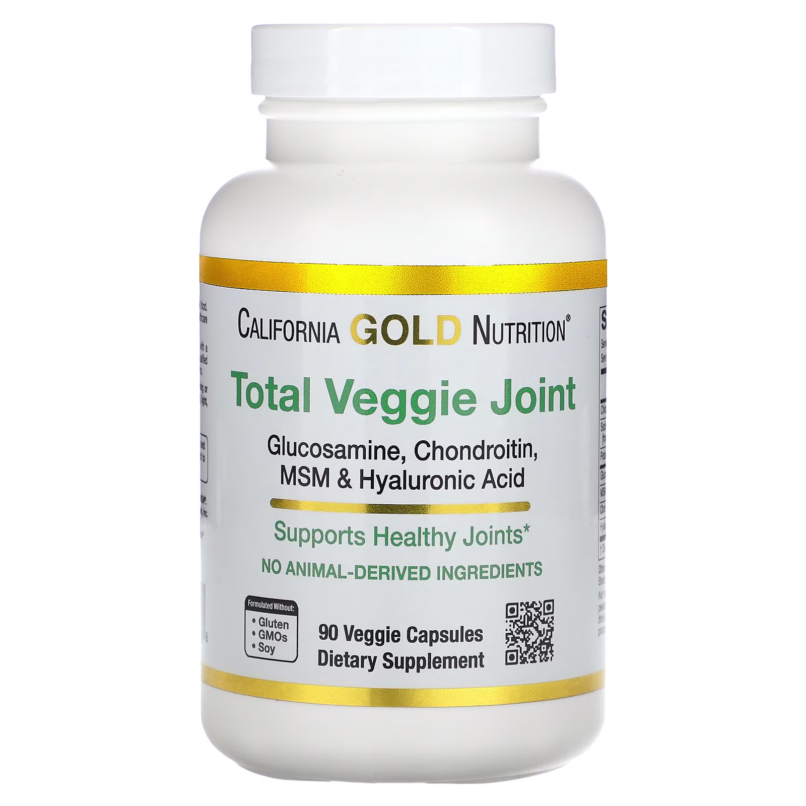 Suplemento totalmente vegetal para las articulaciones, Fórmula con glucosamina, condroitina, MSM y ácido hialurónico, 90 cápsulas vegetales, California Gold Nutrition