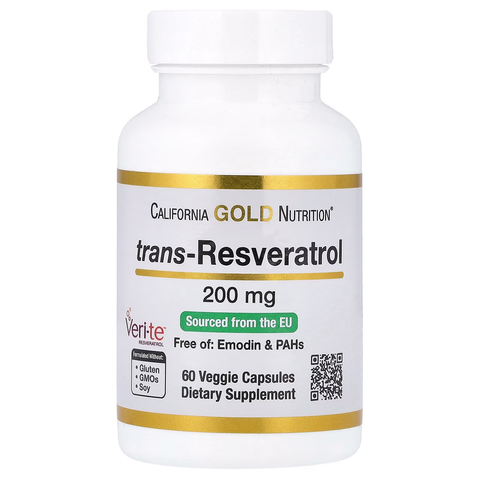 Trans-resveratrol, Producto de origen italiano, 200 mg, 60 cápsulas vegetales, California Gold Nutrition