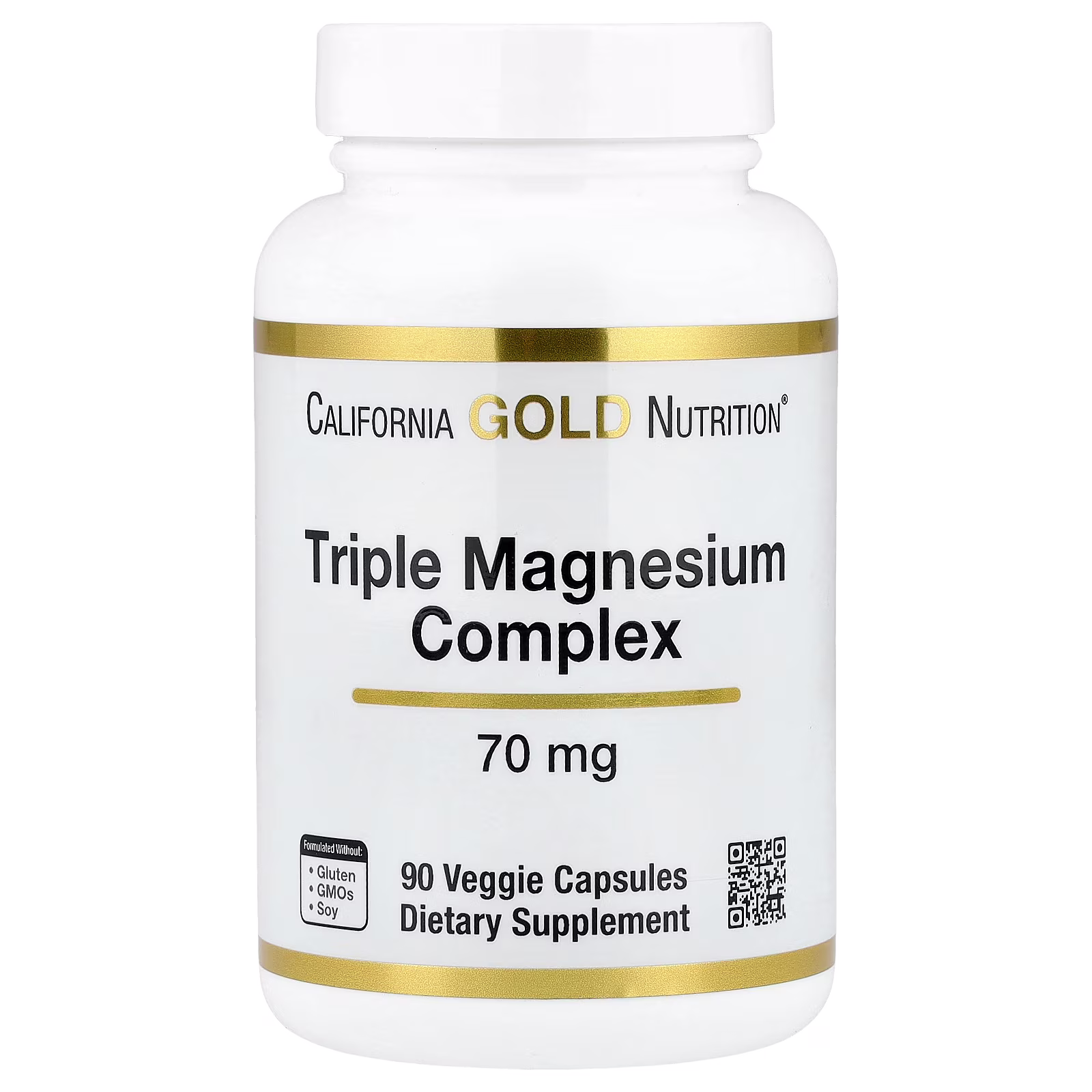 Complejo de triple magnesio, 70 mg, 90 cápsulas vegetales, California Gold Nutrition