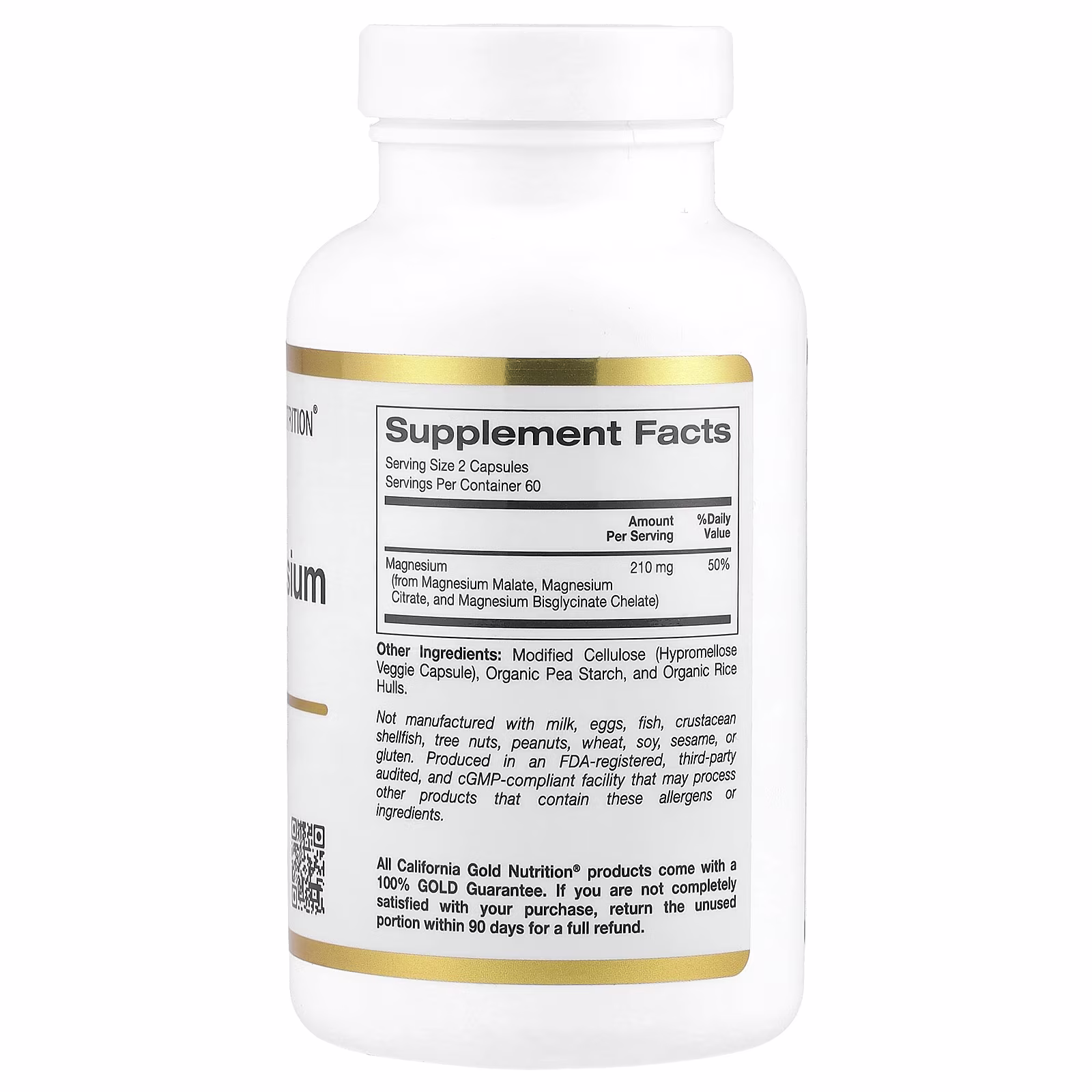 Complejo de triple magnesio, Malato, citrato y quelato de bisglicinato, 120 cápsulas vegetales (105 mg por cápsula), California Gold Nutrition