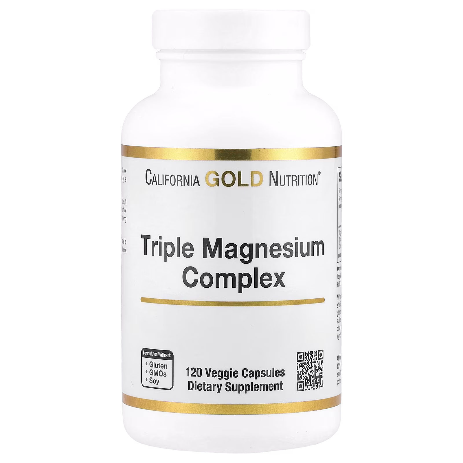 Complejo de triple magnesio, Malato, citrato y quelato de bisglicinato, 120 cápsulas vegetales (105 mg por cápsula), California Gold Nutrition