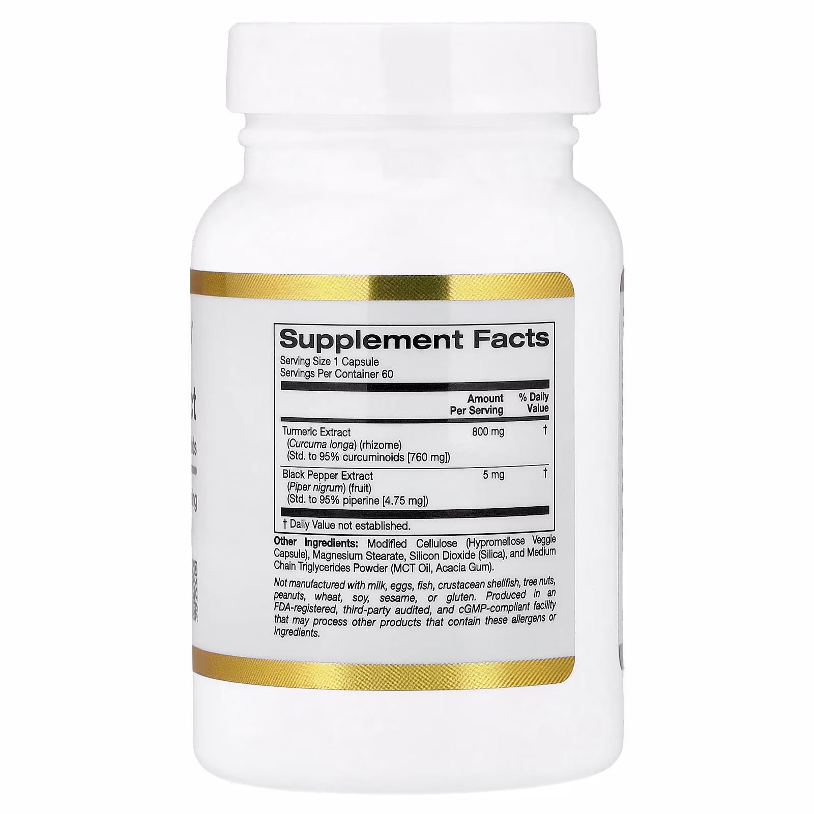 Extracto de cúrcuma con 95 % de curcuminoides y extracto de pimienta negra BioPerine®, 60 cápsulas vegetales, California Gold Nutrition
