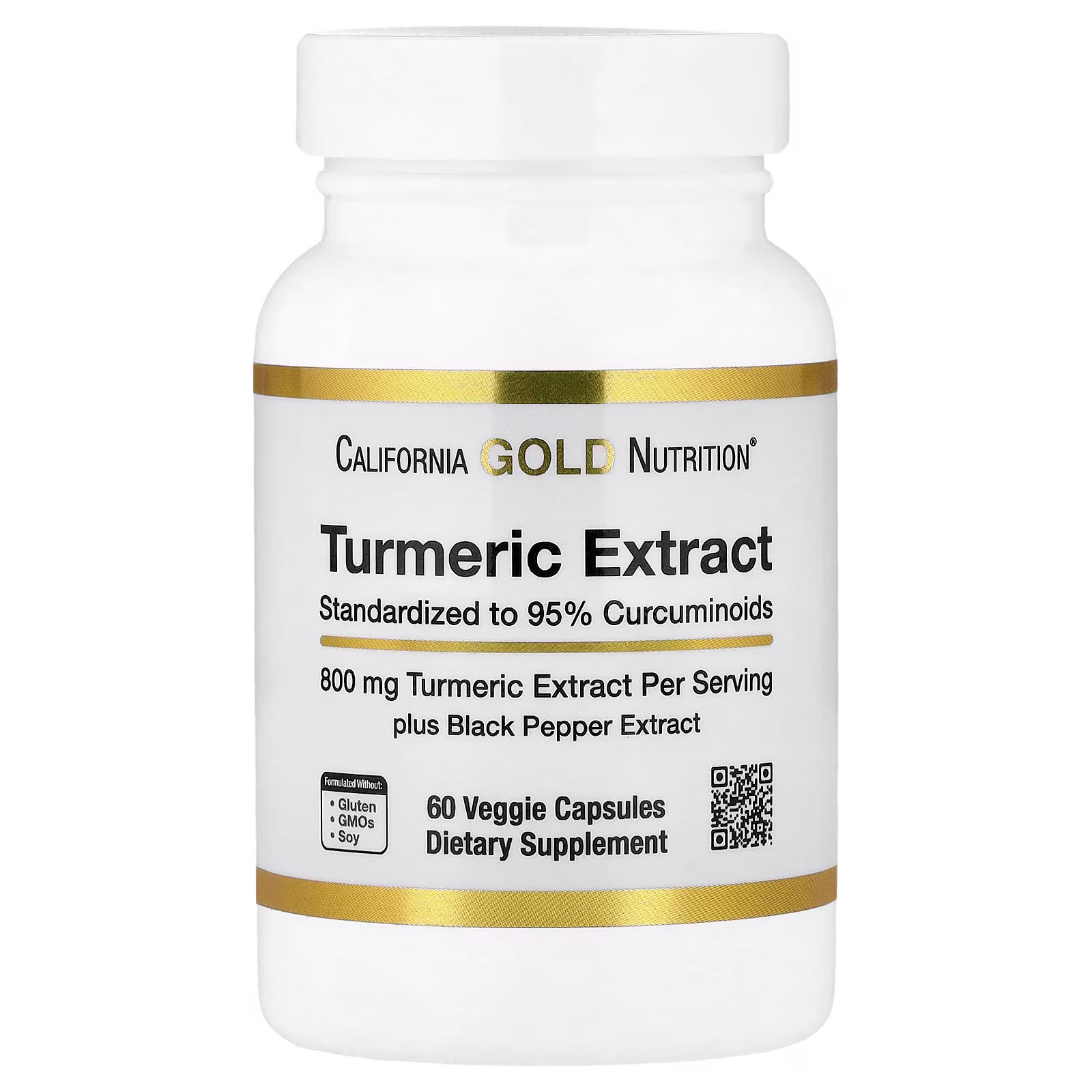 Extracto de cúrcuma con 95 % de curcuminoides y extracto de pimienta negra BioPerine®, 60 cápsulas vegetales, California Gold Nutrition