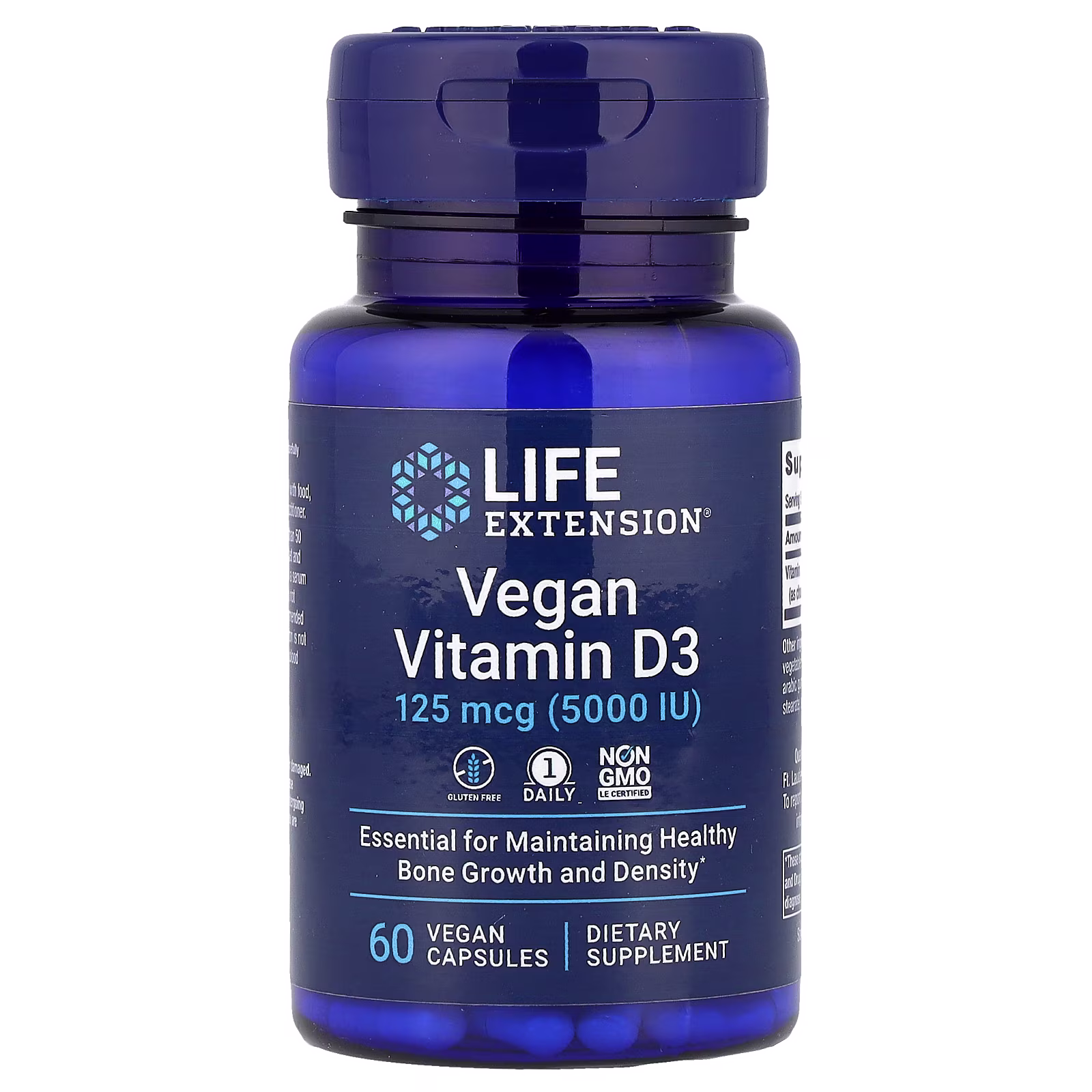 Vegan Vitamin D3 5000 IU Colecalciferol Algal — 60 cápsulas veganas — Life Extension