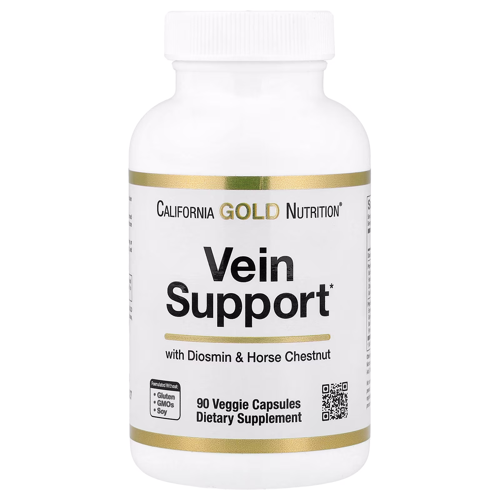 Suplemento de refuerzo para las venas con diosmina, rusco, castaña de Indias, bioflavonoides y enzimas, 90 cápsulas vegetales, California Gold Nutrition