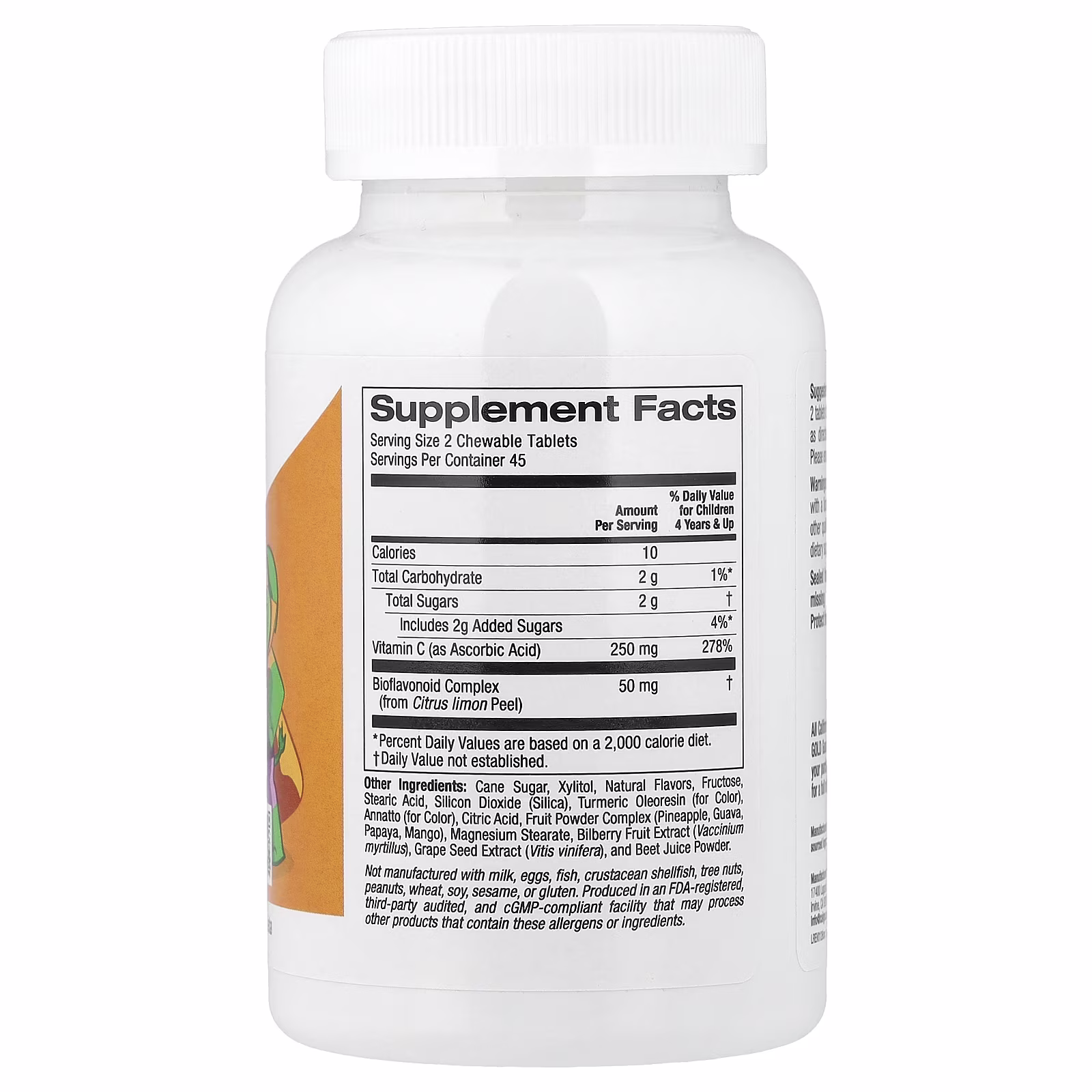 Vitables®, Vitamina C masticable con complejo de bioflavonoides para niños, Naranja, 90 tabletas vegetales, California Gold Nutrition