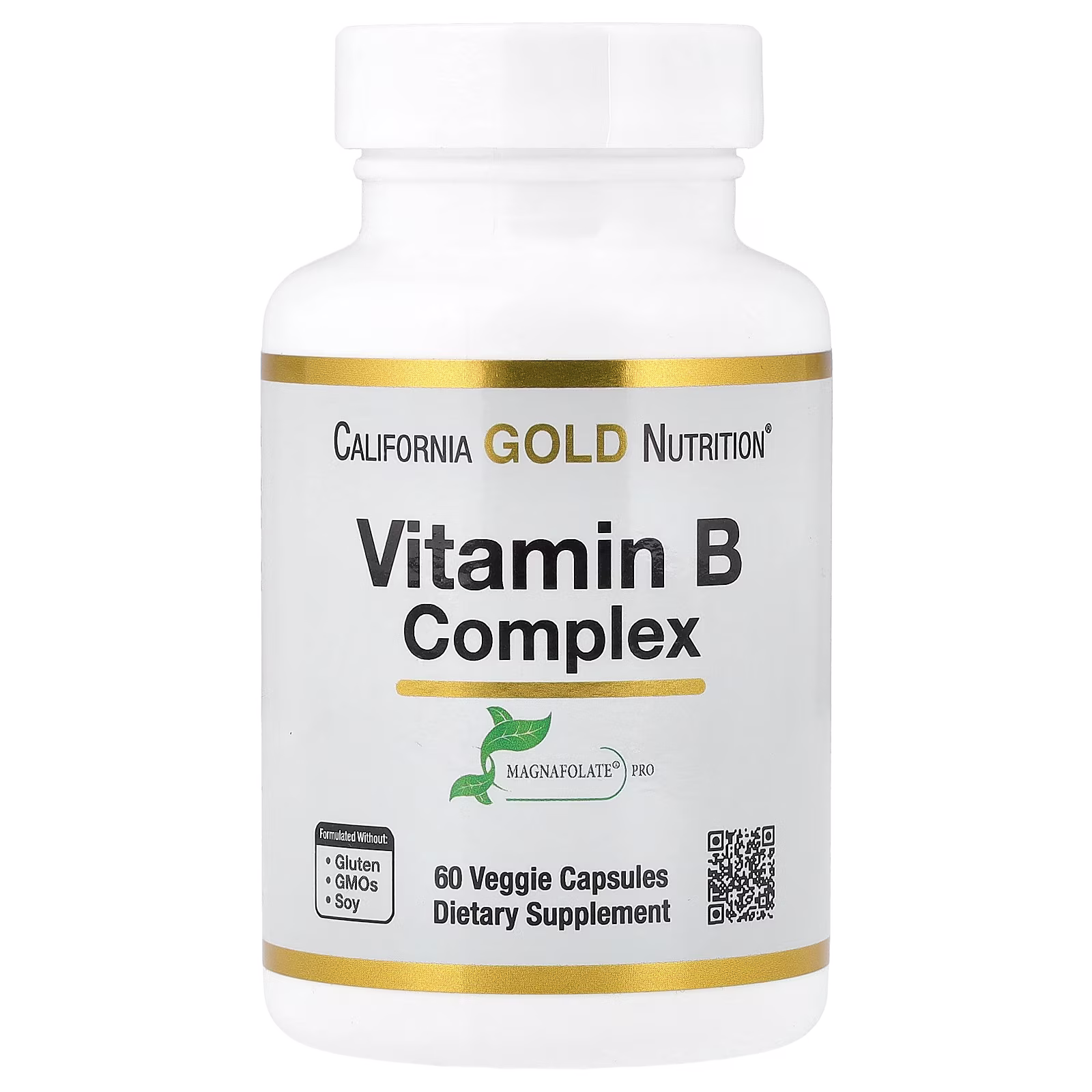 Complejo de vitaminas B con folato, biotina, ácido pantoténico y vitamina B6, 60 cápsulas vegetales, California Gold Nutrition