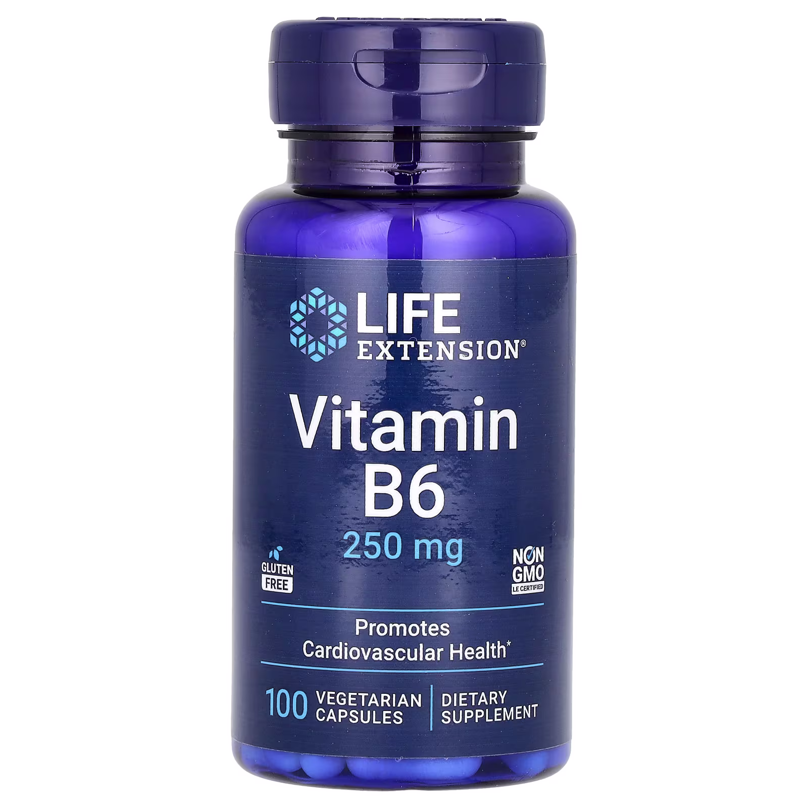 Vitamina B6 Piridoxina, 250 mg, 100 cápsulas vegetarianas, Life Extension