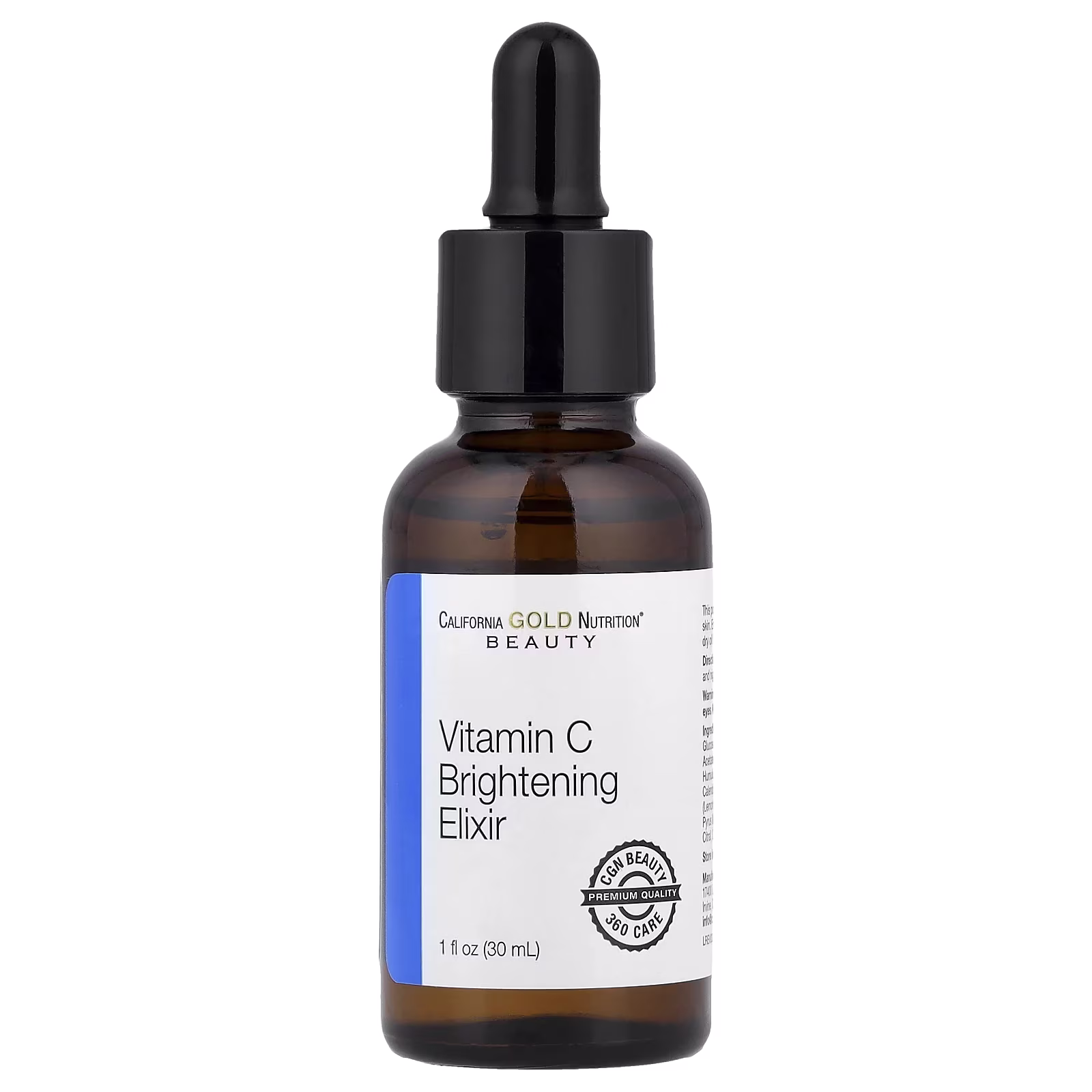 Elixir iluminador con vitamina C, Sérum con aceite seco potenciado con efecto iluminador, 30 ml (1 oz. líq.), California Gold Nutrition