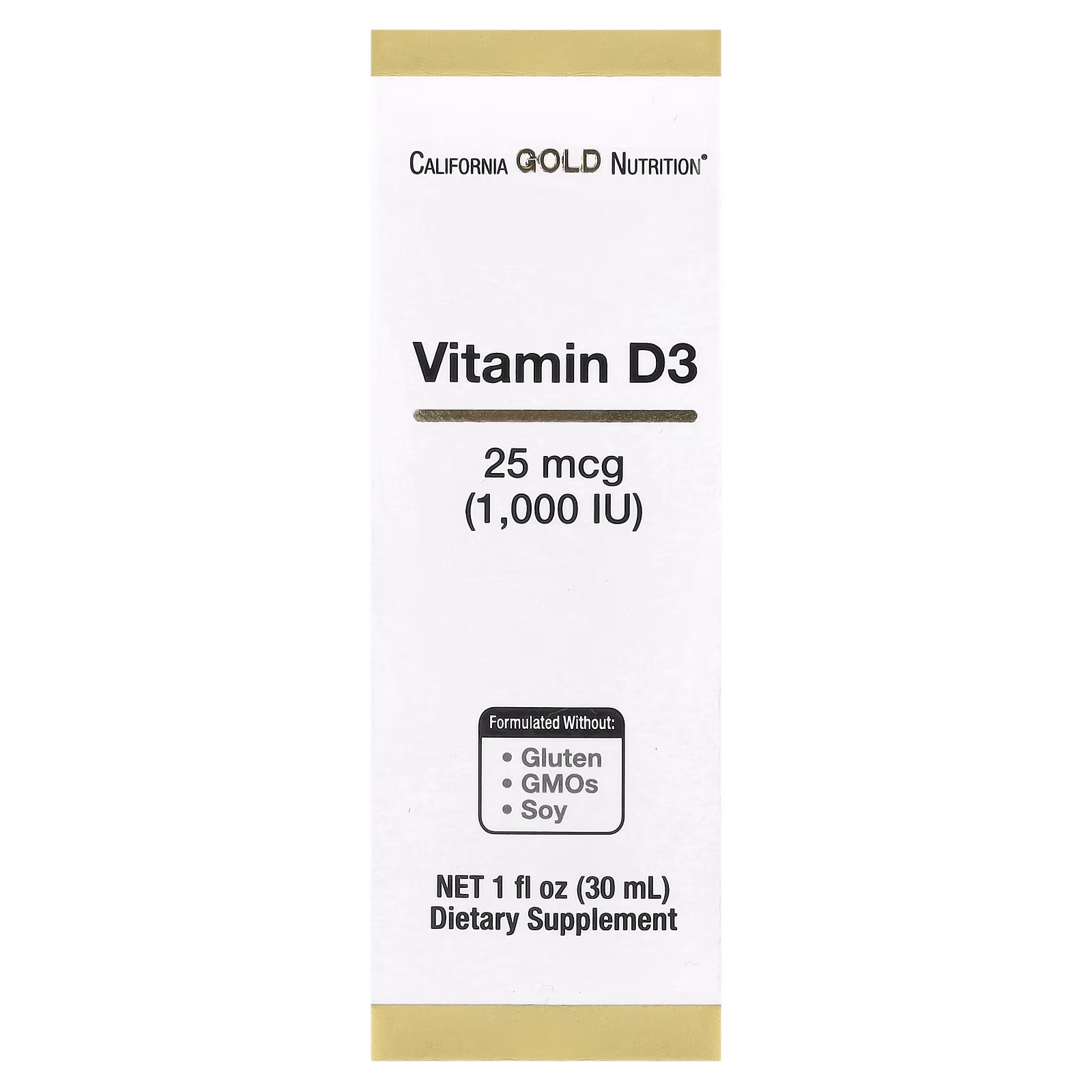 Vitamina D3, 25 mcg (1000 UI), 30 ml (1 oz. líq.), California Gold Nutrition