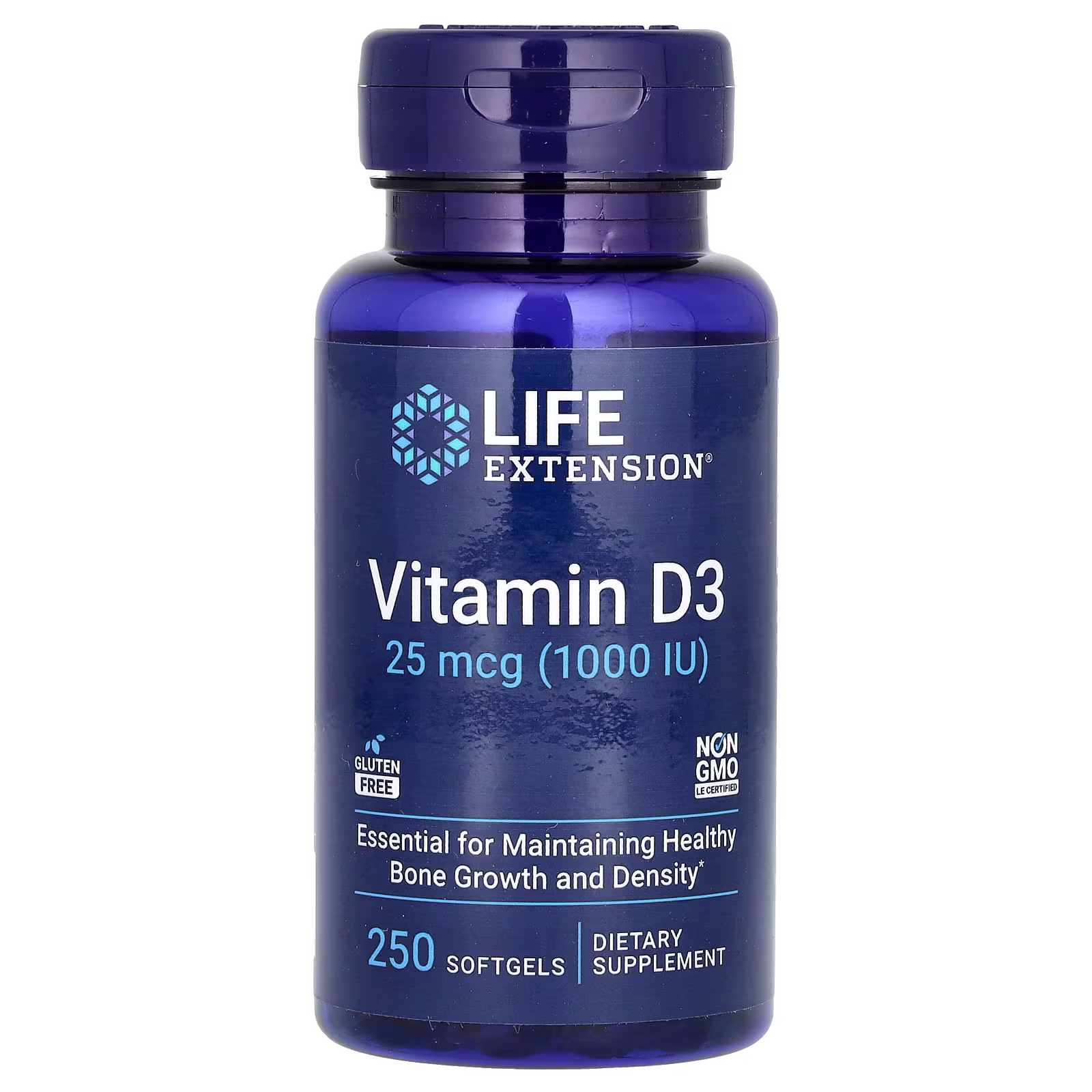 Vitamina D3, 25 mcg (1000 UI), 250 cápsulas blandas, Life Extension