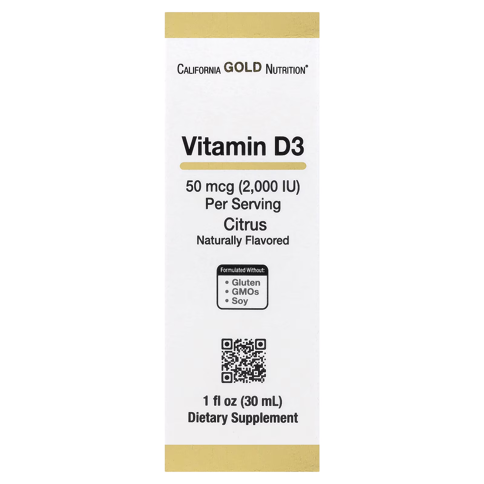 Vitamina D3, Cítricos, 50 mcg (2000 UI), 30 ml (1 oz. líq.), California Gold Nutrition
