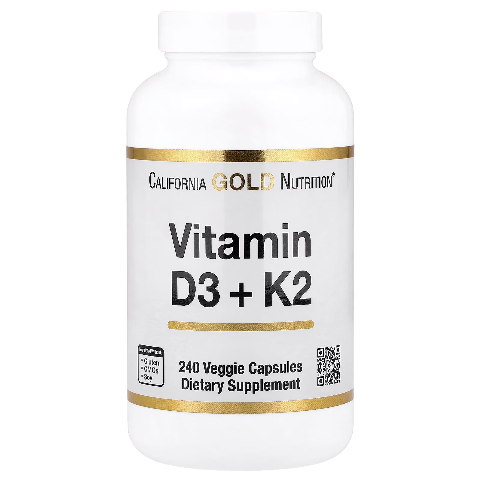 Vitaminas D3 y K2, 240 cápsulas vegetales, California Gold Nutrition