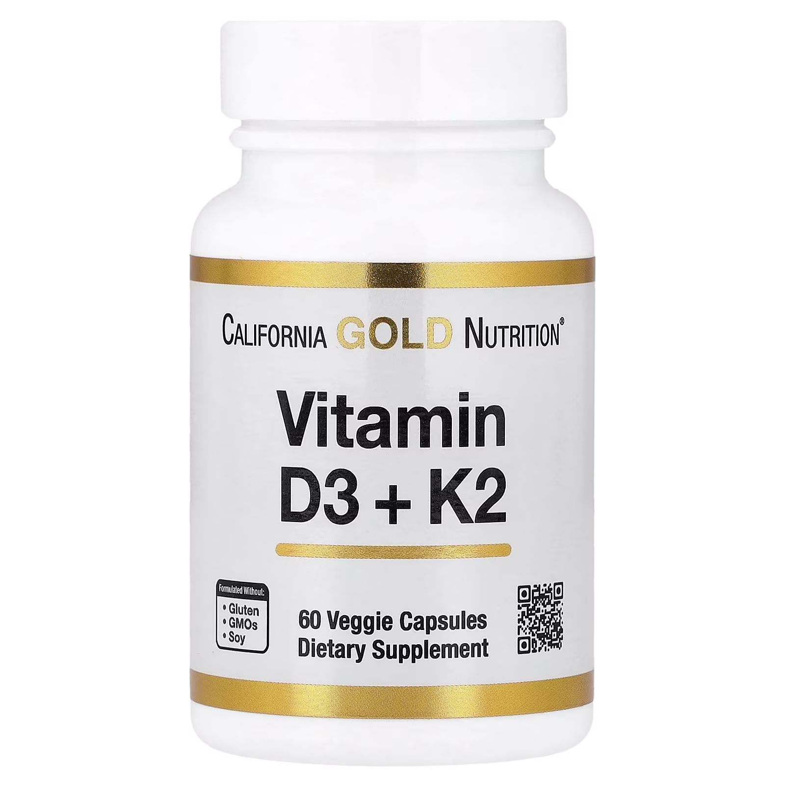 Vitaminas D3 y K2, 60 cápsulas vegetales, California Gold Nutrition