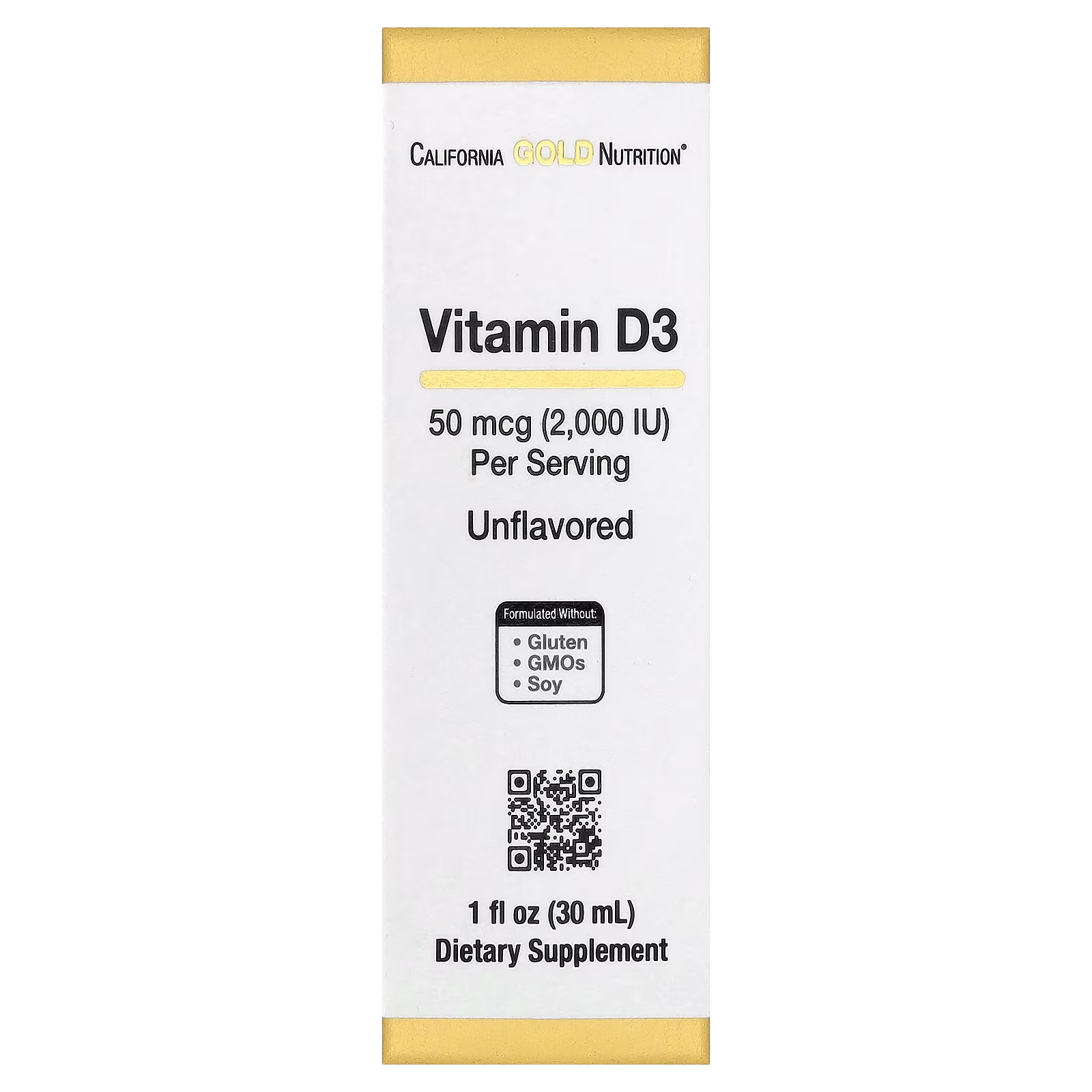 Vitamina D3, Sin sabor, 50 mcg (2000 UI), 30 ml (1 oz. líq.), California Gold Nutrition