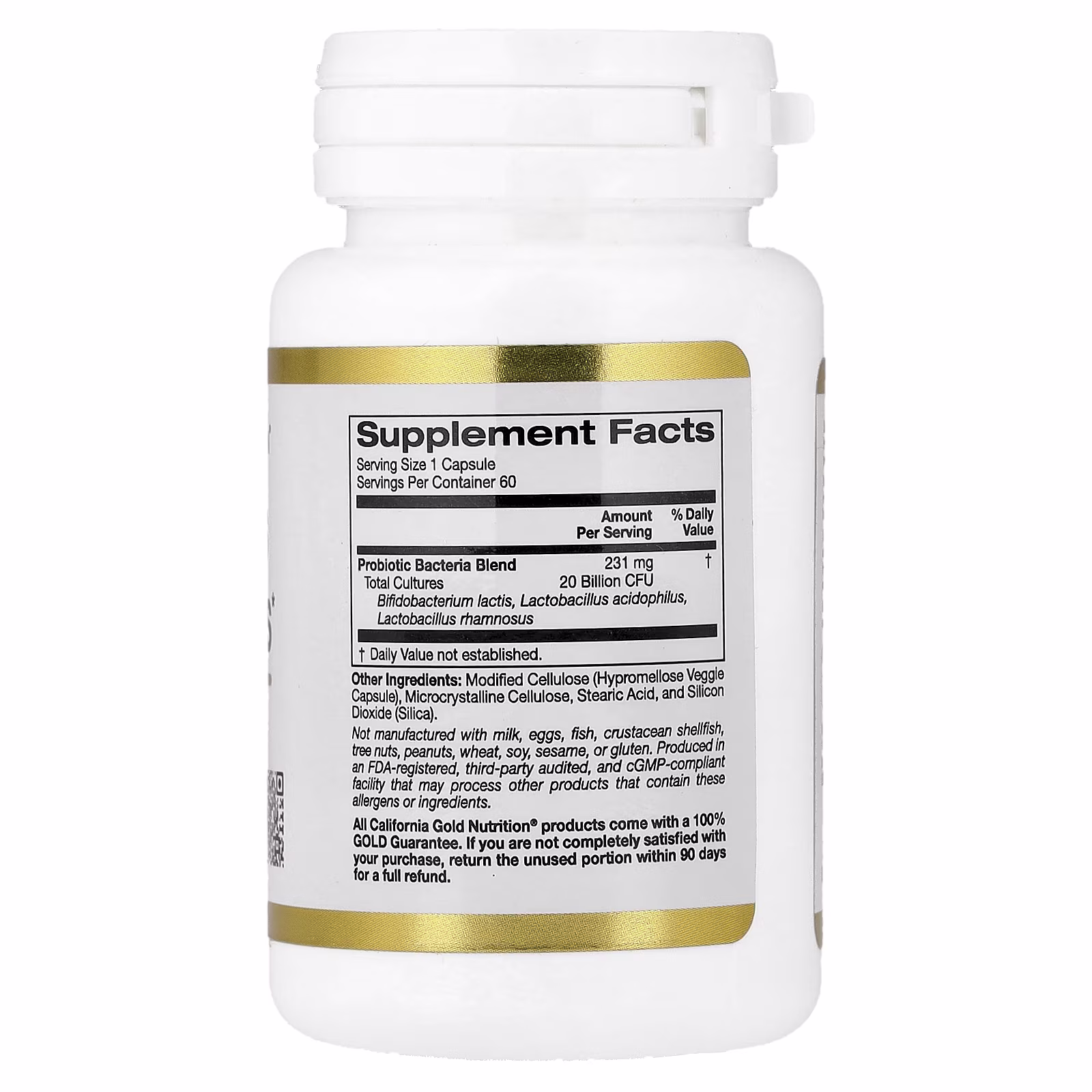 Probióticos para mujeres, Bifidobacterium lactis, Lactobacillus acidophilus y rhamnosus, 20 mil millones de UFC, 60 cápsulas vegetales, California Gold Nutrition