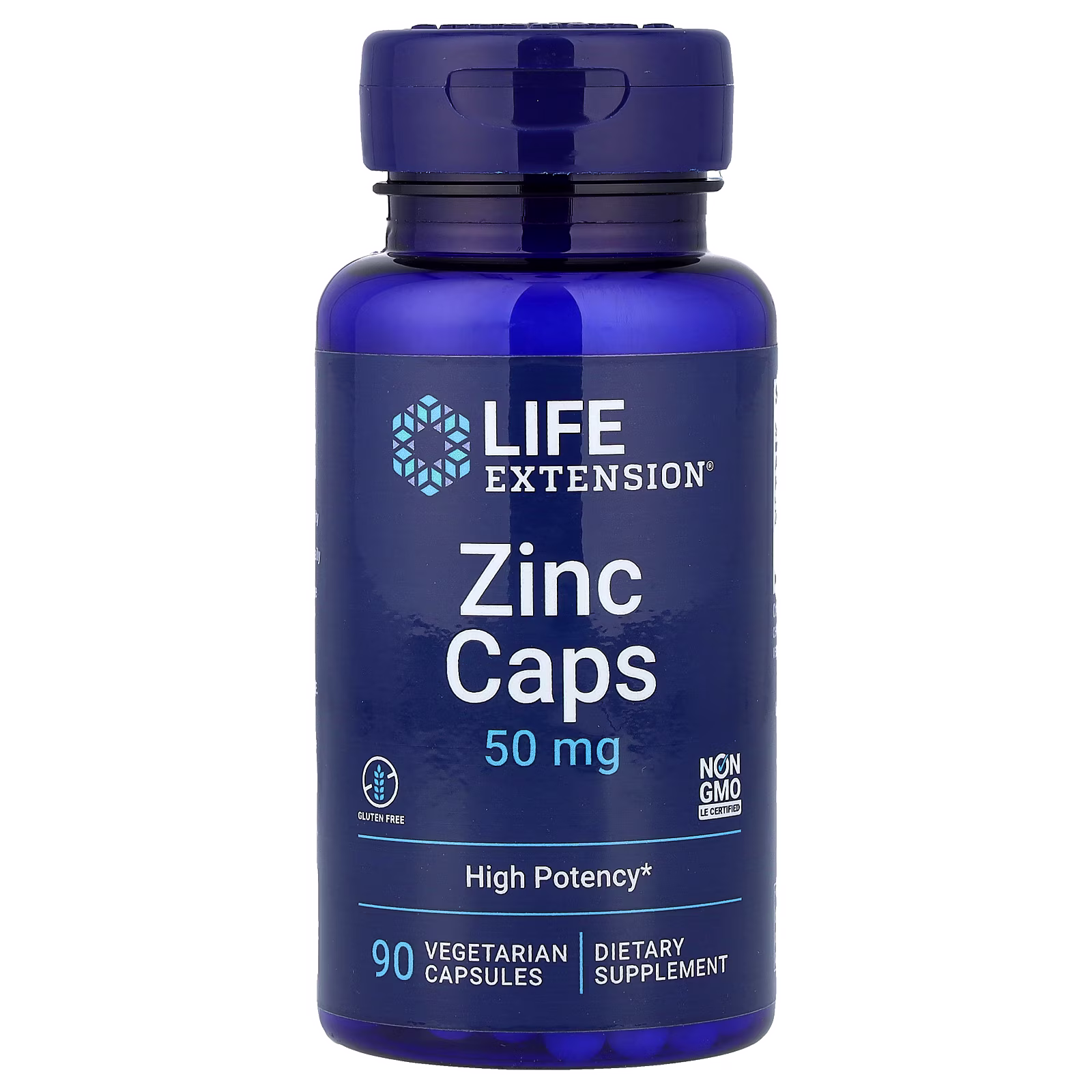 Zinc Caps Alta Potencia (OptiZinc + Citrato), 50 mg, 90 cápsulas vegetales, Life Extension