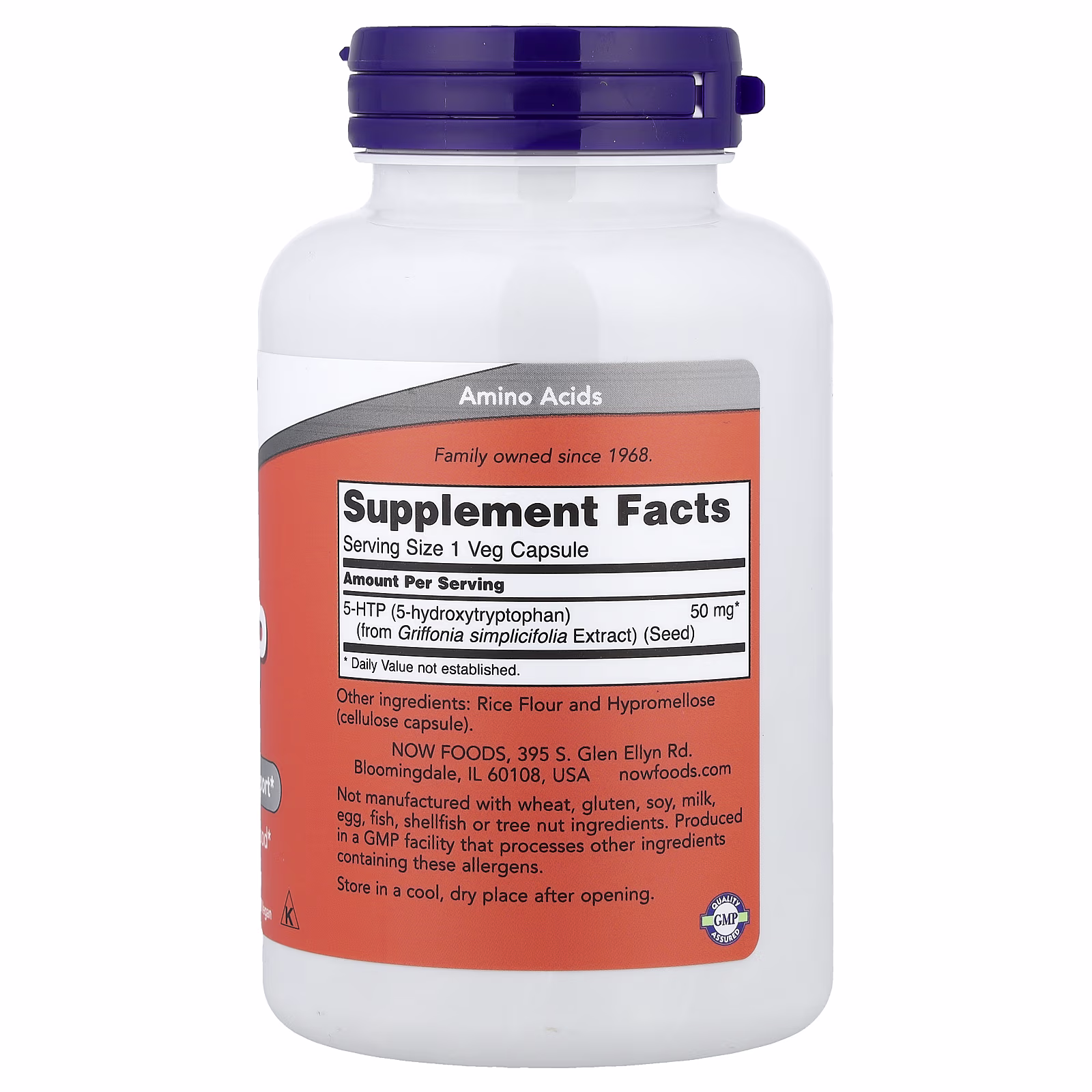 5-HTP, 50 mg, 180 cápsulas vegetales, NOW Foods
