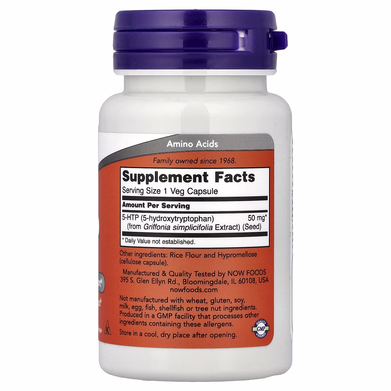 5-HTP, 50 mg, 30 cápsulas vegetales, NOW Foods