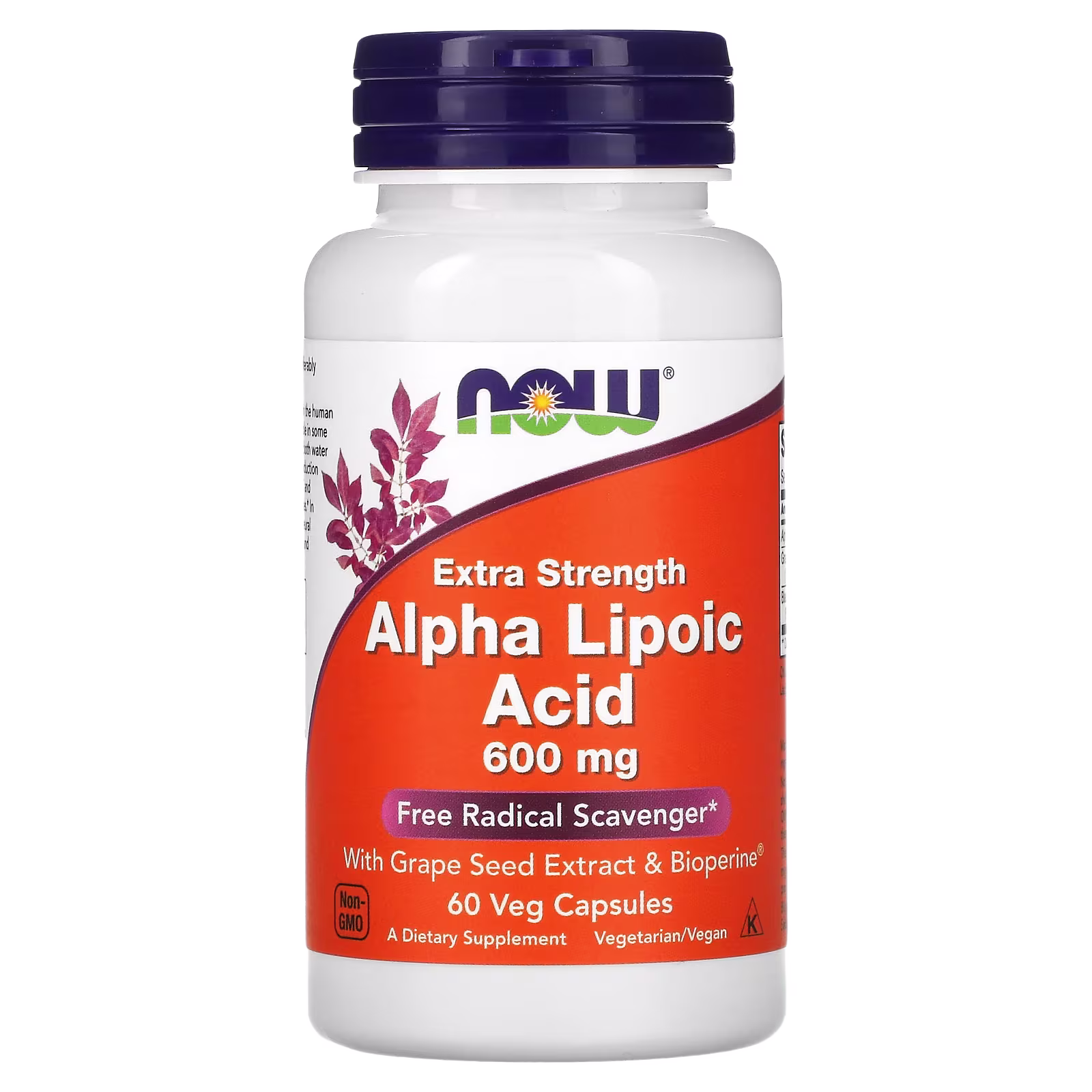 Ácido alfa-lipoico, 600 mg, 60 cápsulas vegetales, NOW Foods