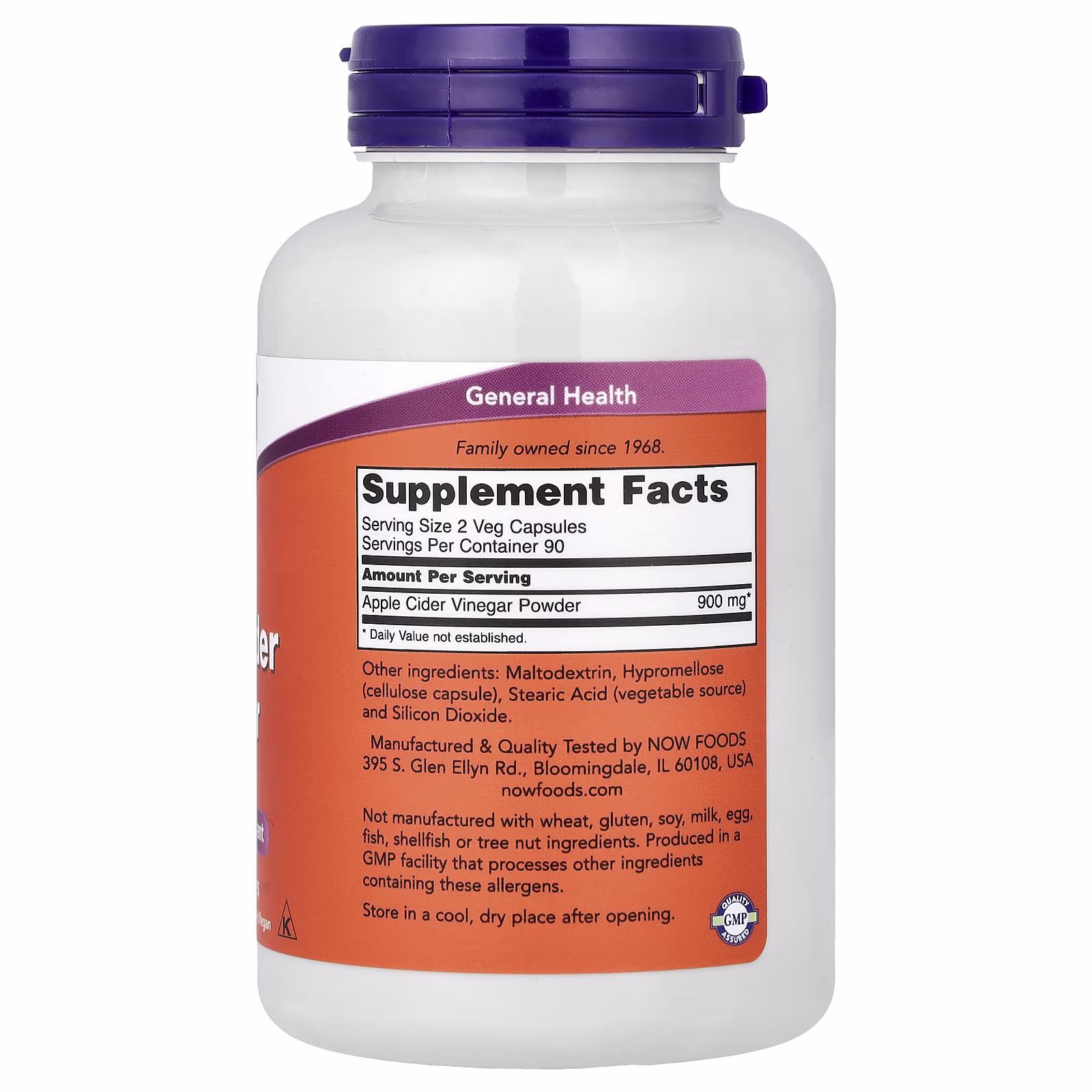 Vinagre de Sidra de Manzana, 450 mg, 180 Cápsulas, NOW Foods