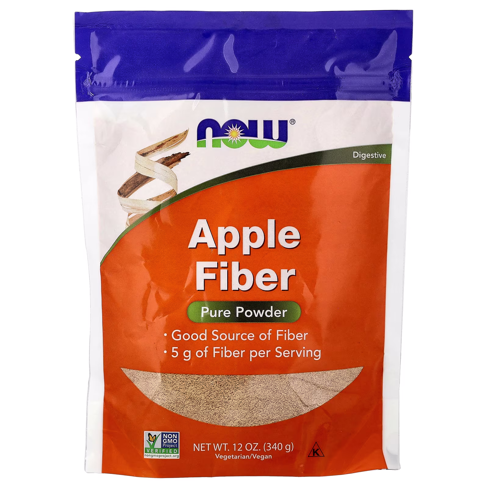 Fibra de manzana, Polvo puro, 340 g (12 oz), NOW Foods