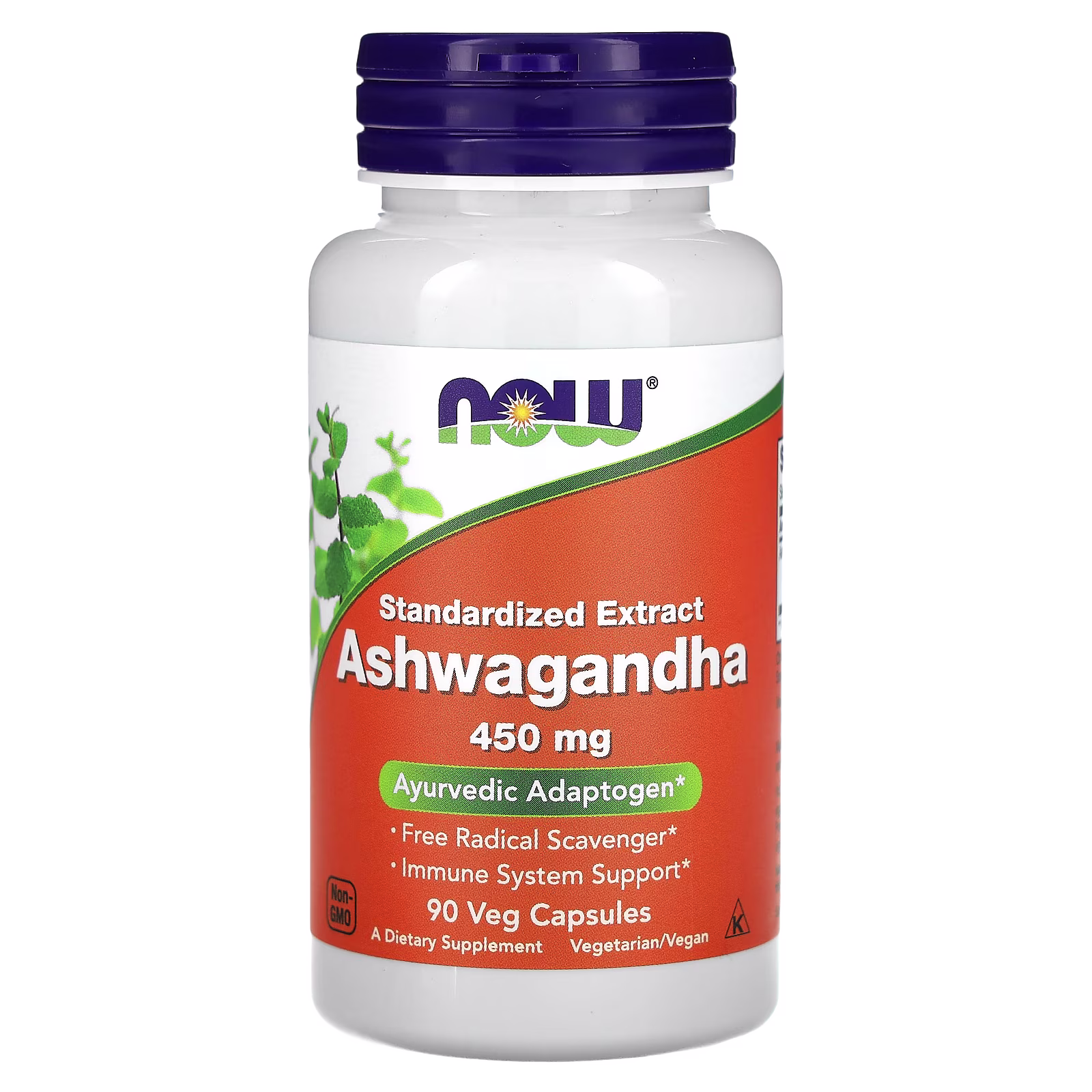Extracto estandarizado de ashwagandha, 450 mg, 90 cápsulas vegetales, NOW Foods