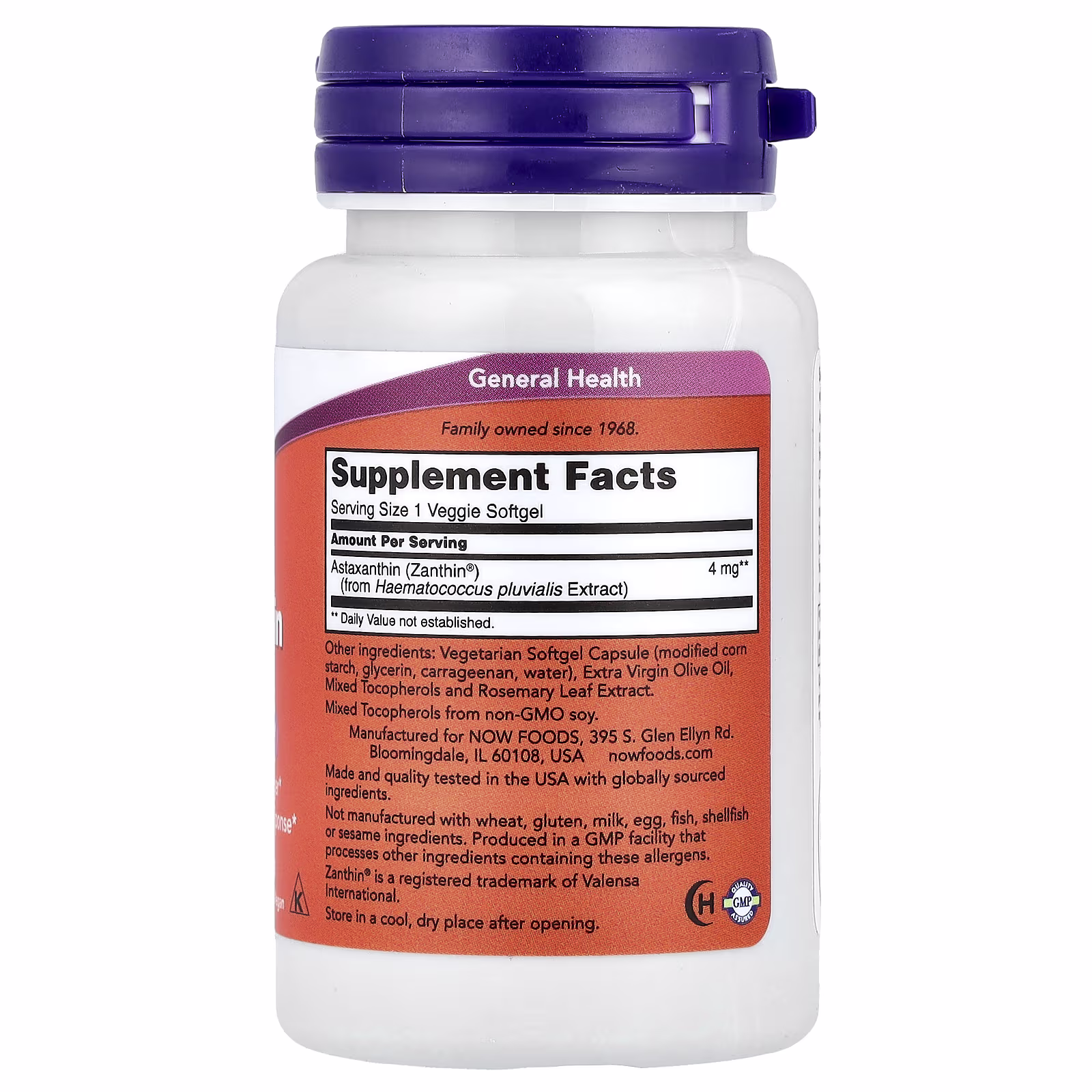 Astaxantina, 4 mg, 60 cápsulas blandas vegetales, NOW Foods