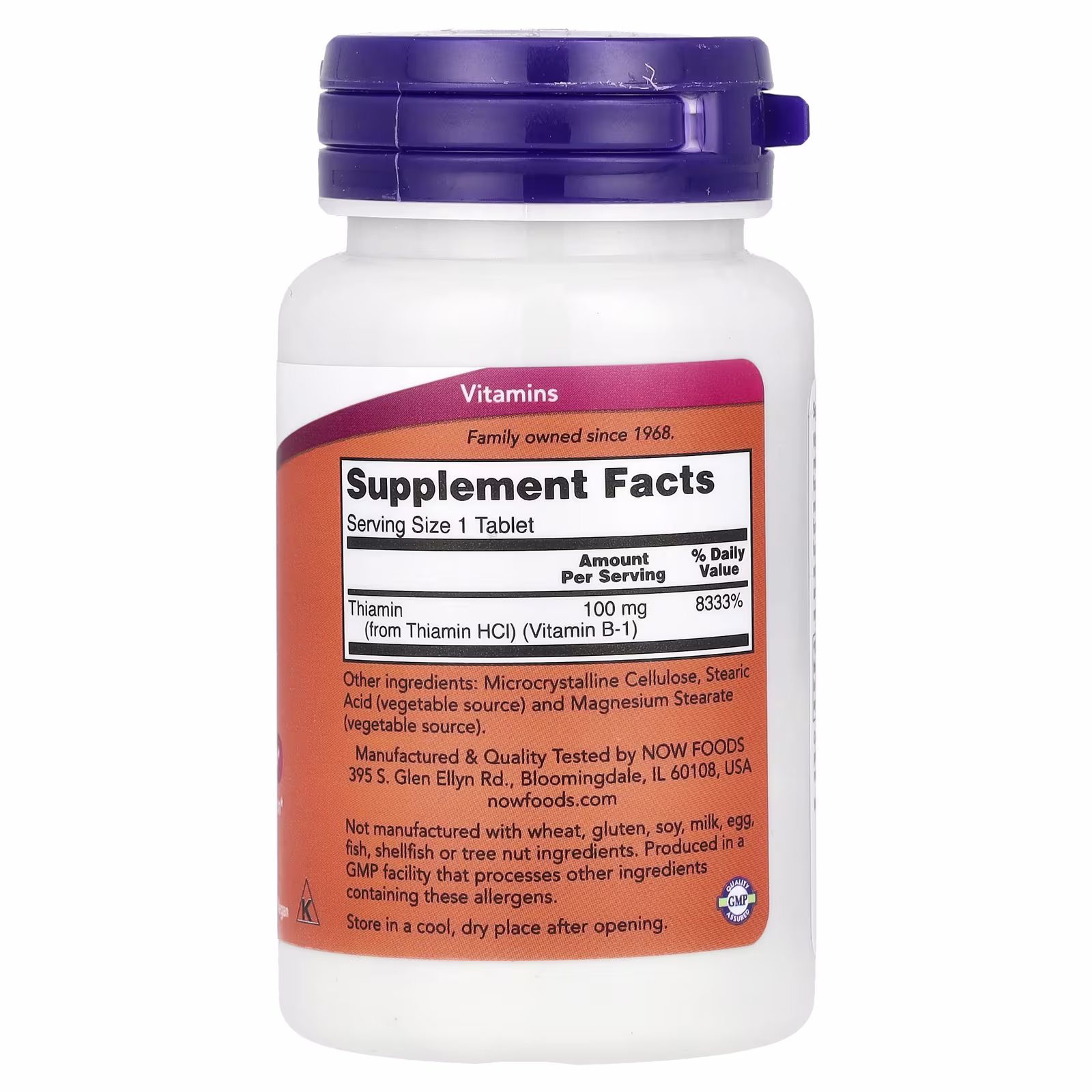 B-1, 100 mg, 100 tabletas, NOW Foods
