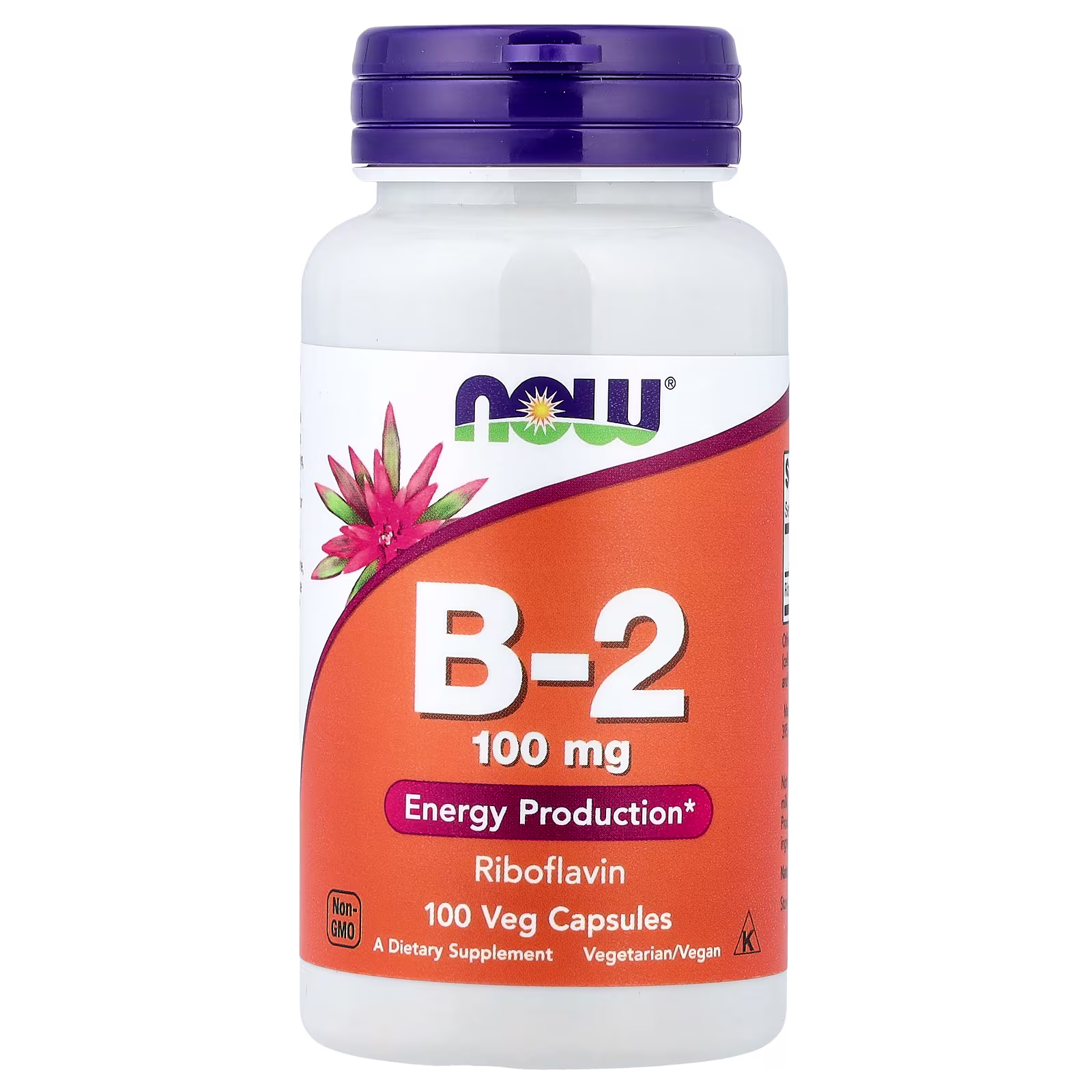 Vitamina B2, 100 mg, 100 cápsulas vegetales, NOW Foods