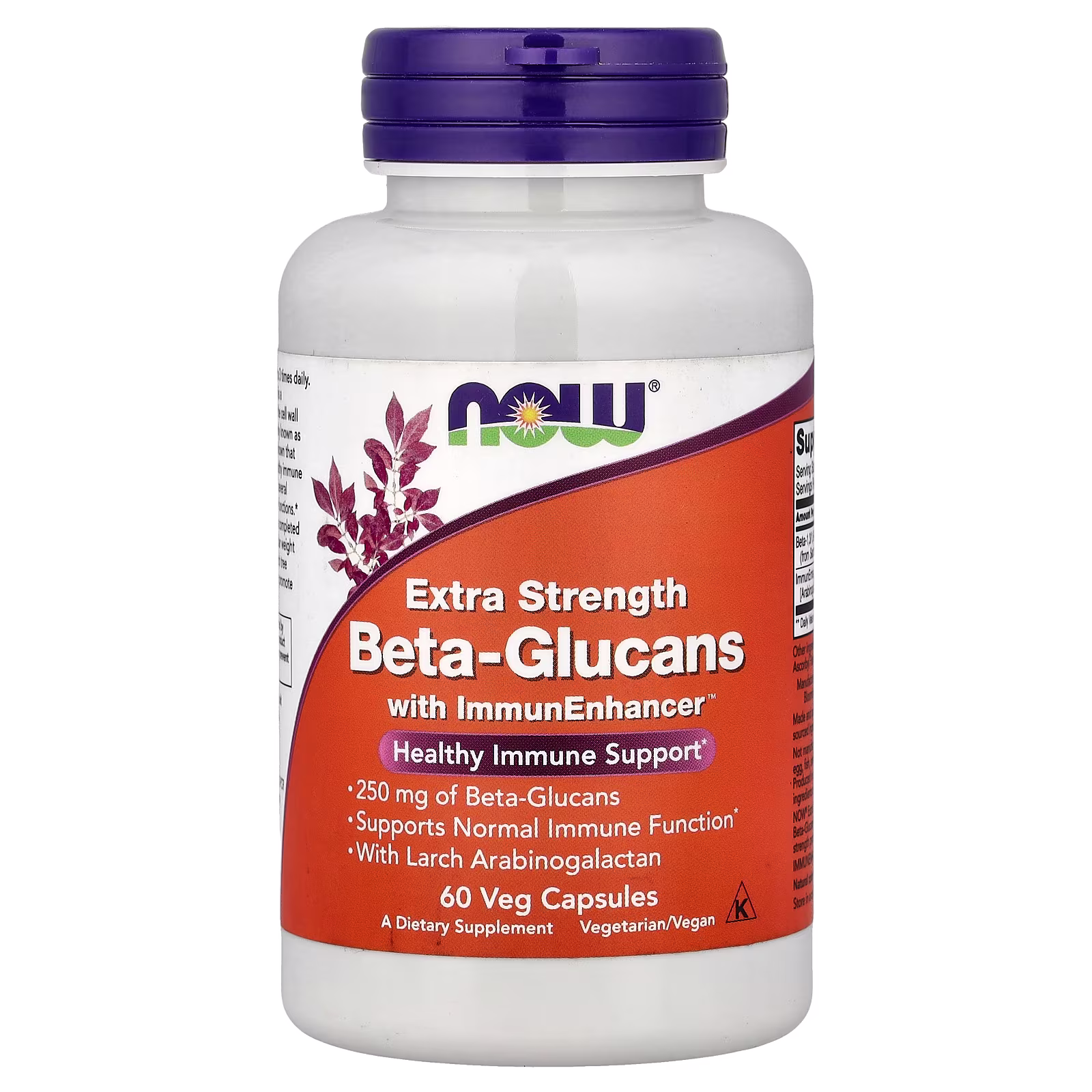 Beta-glucanos con ImmunEnhancer™, 60 cápsulas vegetales, NOW Foods