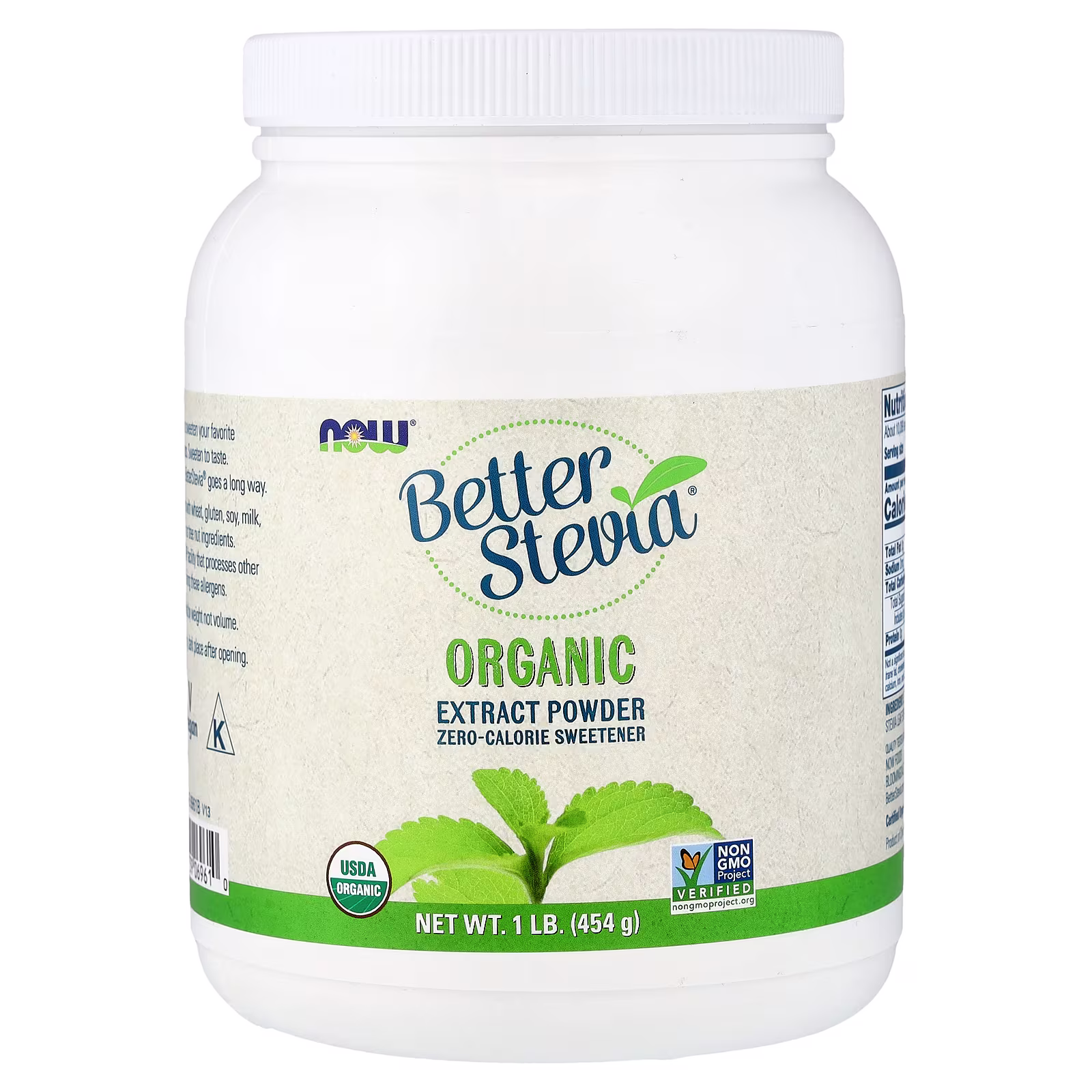 Better Stevia®, Extracto orgánico en polvo, 1 lb (454 g), NOW Foods