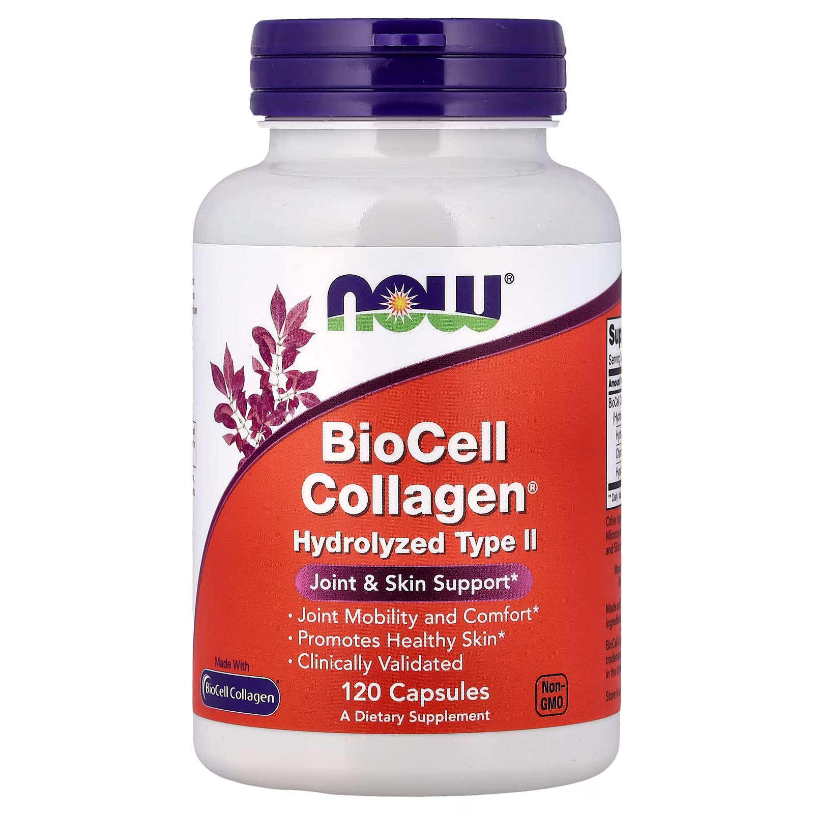 BioCell Collagen®, Suplemento de colágeno hidrolizado de tipo II, 120 cápsulas, NOW Foods